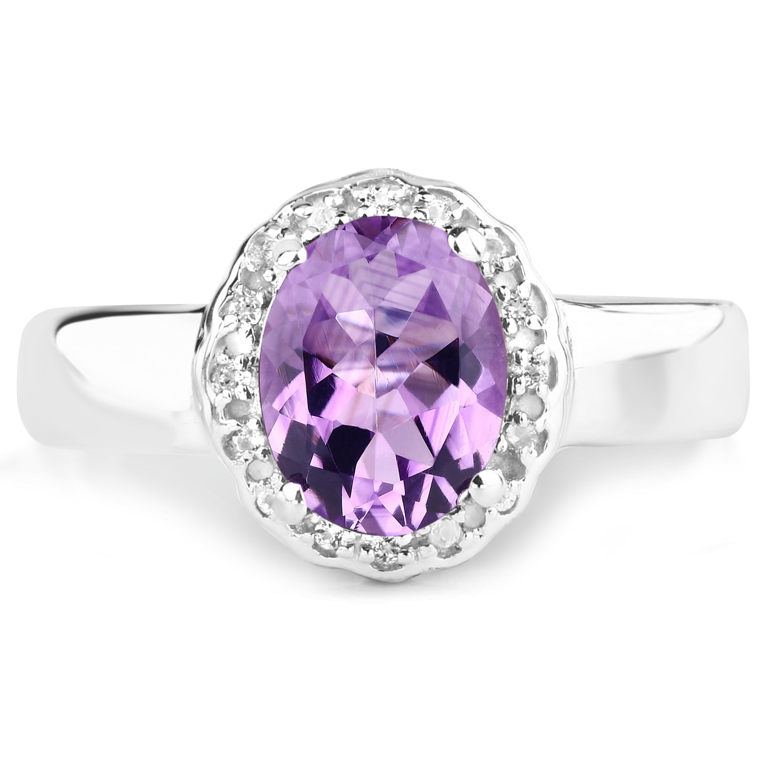 1.68 Carat Genuine Amethyst and White Topaz .925 Sterling Silver Ring on sale at MyriadMart