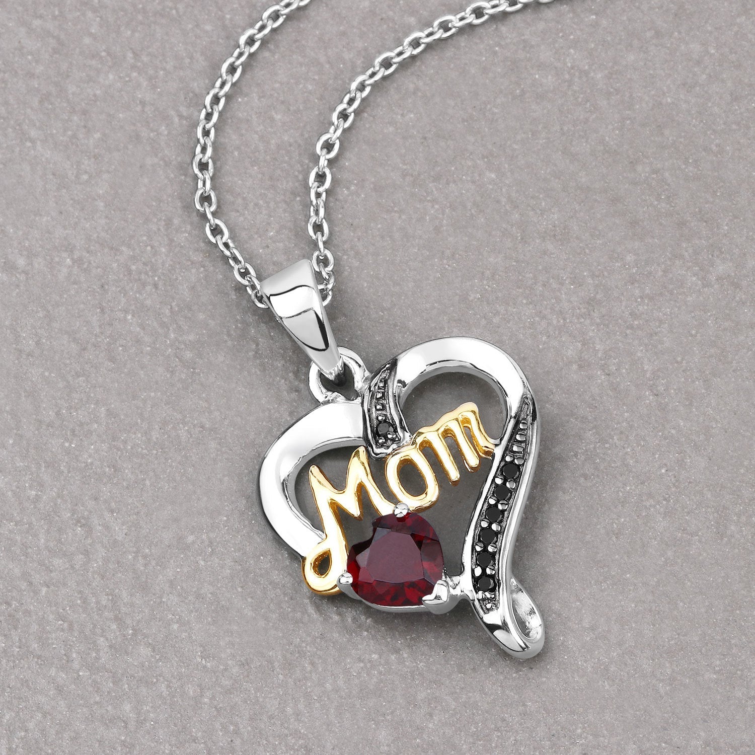 0.55 Carat Genuine Garnet and Black Spinel .925 Sterling Silver Pendant on sale at MyriadMart