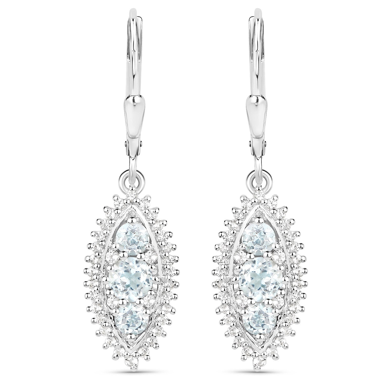 4.50 Carat Genuine Blue Topaz and White Topaz .925 Sterling Silver 3 Piece Jewelry Set Ring, Earrings, and Pendant w/ Chain on sale at MyriadMart