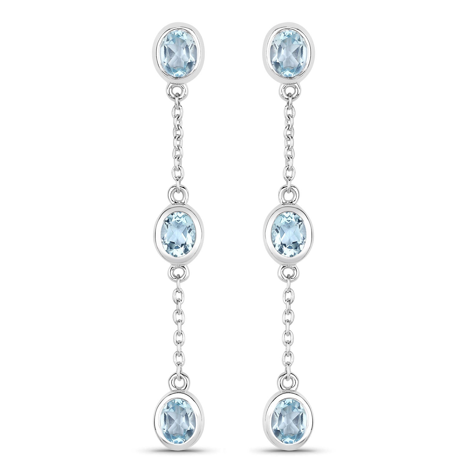2.16 Carat Genuine Blue Topaz .925 Sterling Silver Earrings on sale at MyriadMart