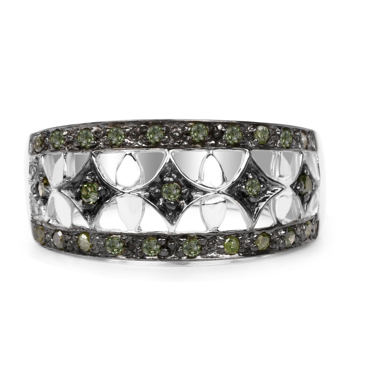 0.32 Carat Genuine Green Diamond .925 Sterling Silver Ring on sale at MyriadMart