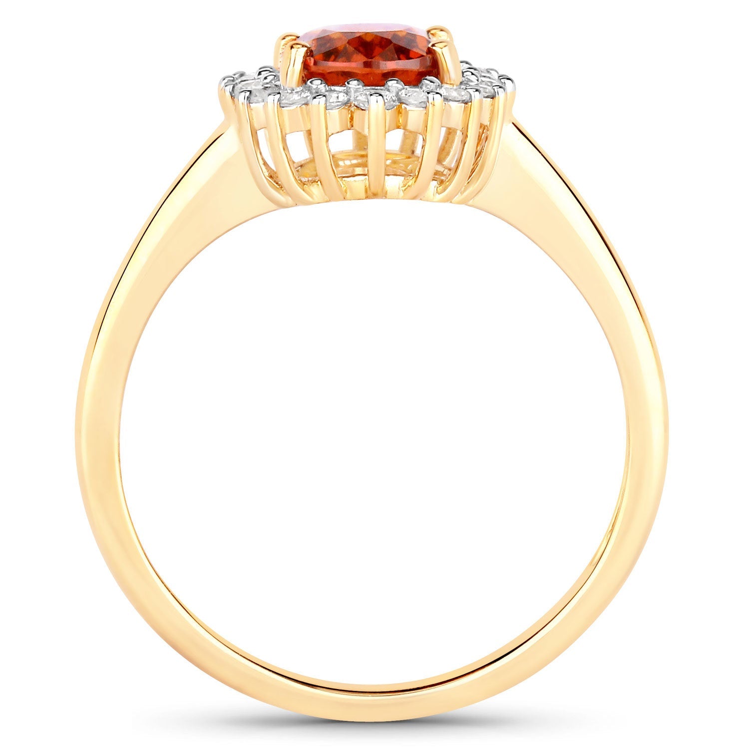 1.87 Carat Genuine Spessartite Garnet and White Diamond 14K Yellow Gold Ring on sale at MyriadMart
