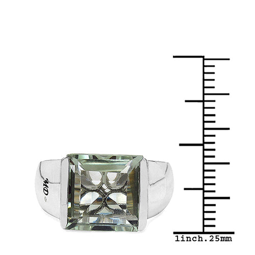 5.71 Carat Genuine Green Amethyst & White Diamond .925 Sterling Silver Ring on sale at MyriadMart
