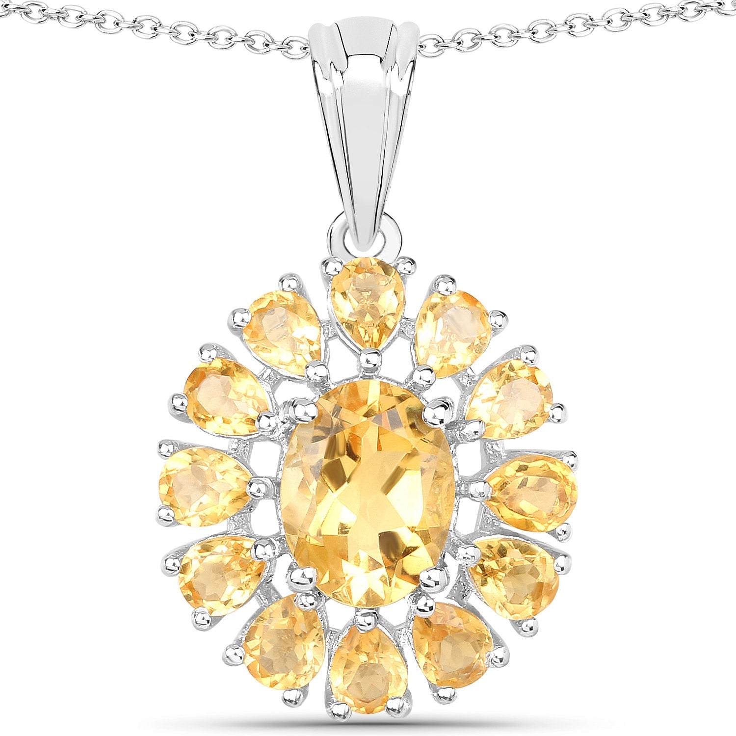 12.24 Carat Genuine Citrine and White Topaz .925 Sterling Silver 3 Piece Jewelry Set Ring, Earrings, and Pendant w/ Chain on sale at MyriadMart