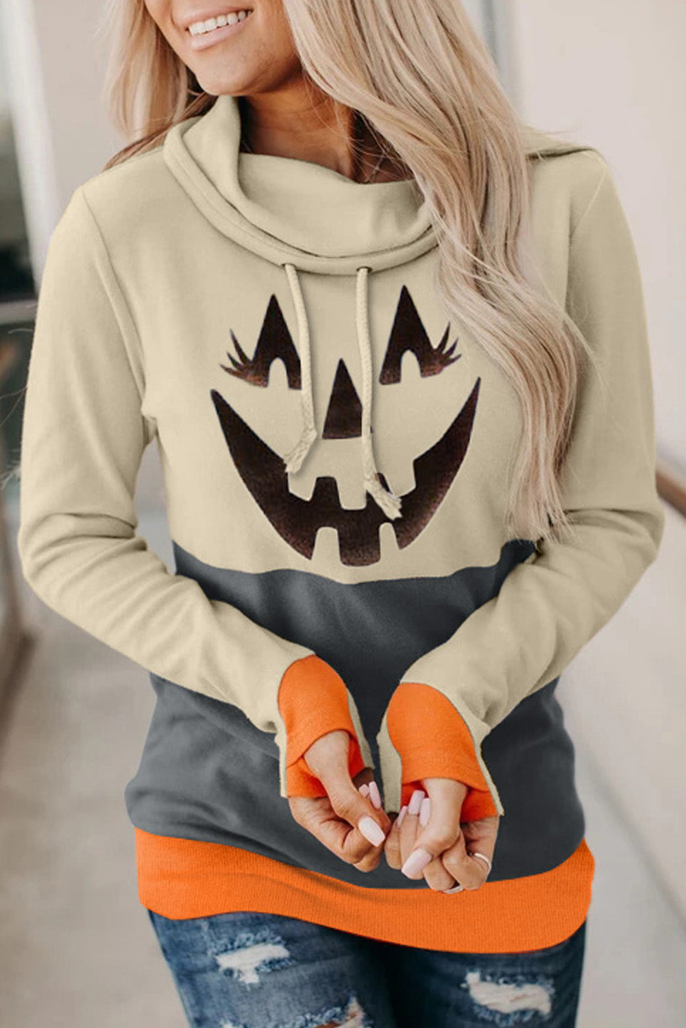 Long Sleeve Jack-O'-Lantern Graphic Sweatshirt - MyriadMart