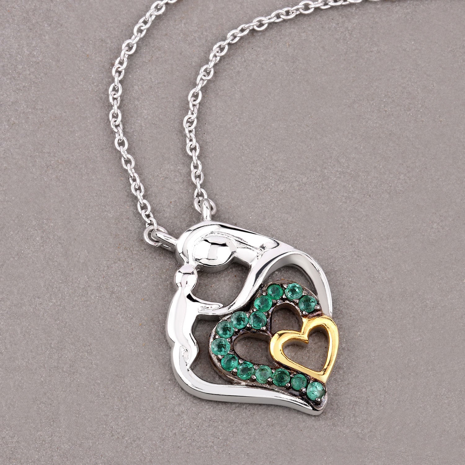 0.24 Carat Genuine Emerald .925 Sterling Silver Pendant on sale at MyriadMart