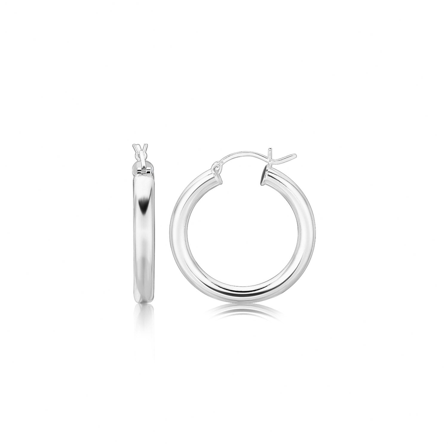 Sterling Silver Rhodium Plated Thick Style Polished Hoop Earrings 25mm on sale at MyriadMart