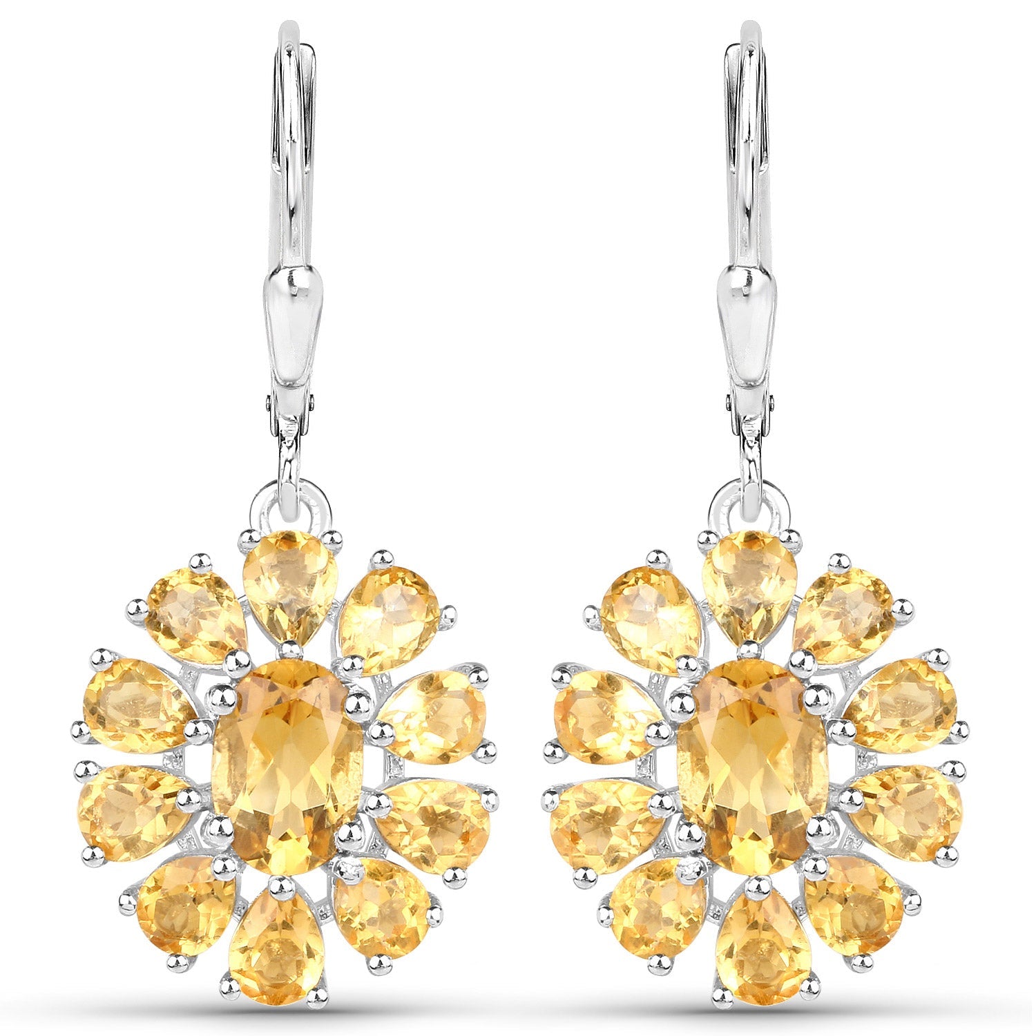 12.24 Carat Genuine Citrine and White Topaz .925 Sterling Silver 3 Piece Jewelry Set Ring, Earrings, and Pendant w/ Chain on sale at MyriadMart