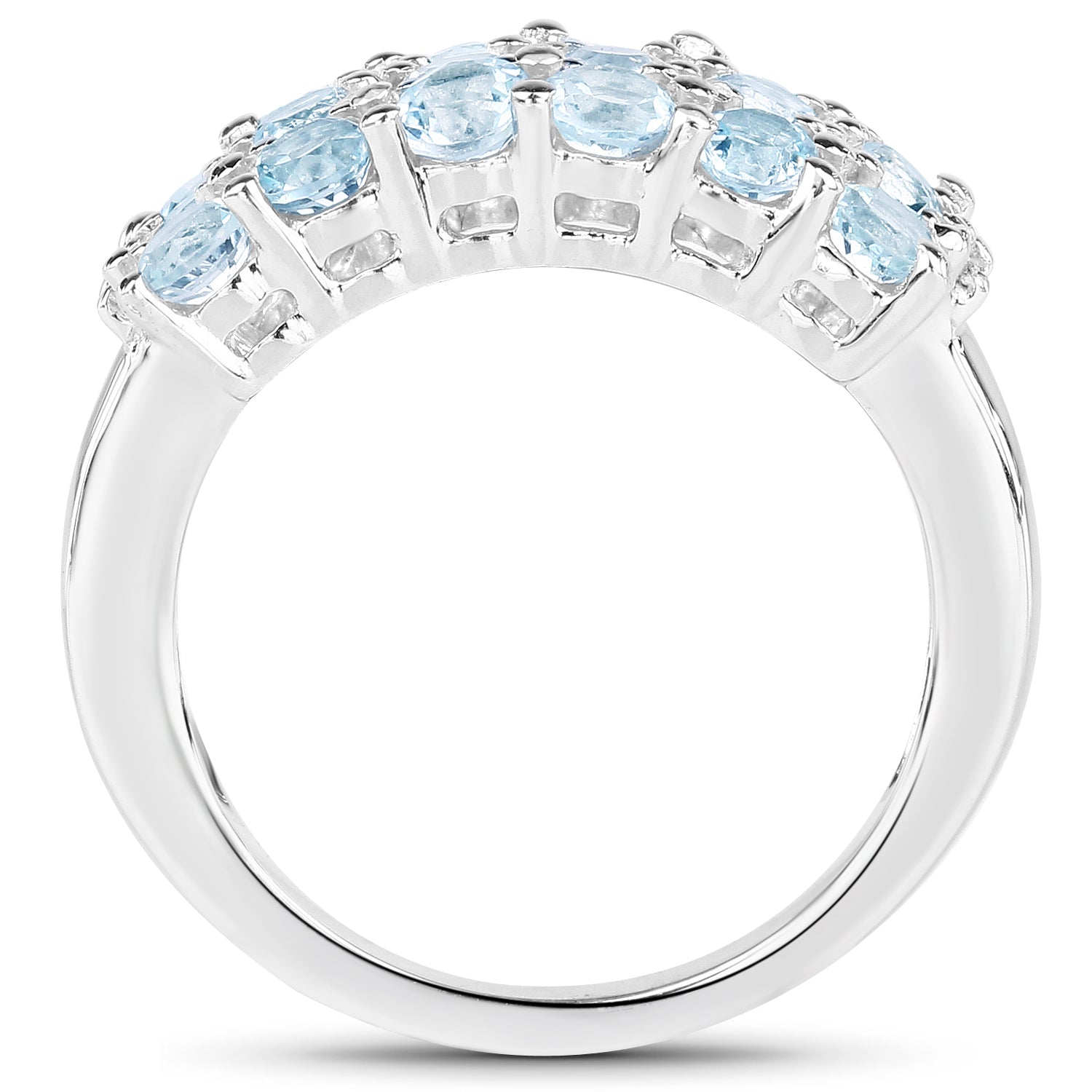 2.29 Carat Genuine Blue Topaz & White Topaz .925 Sterling Silver Ring on sale at MyriadMart
