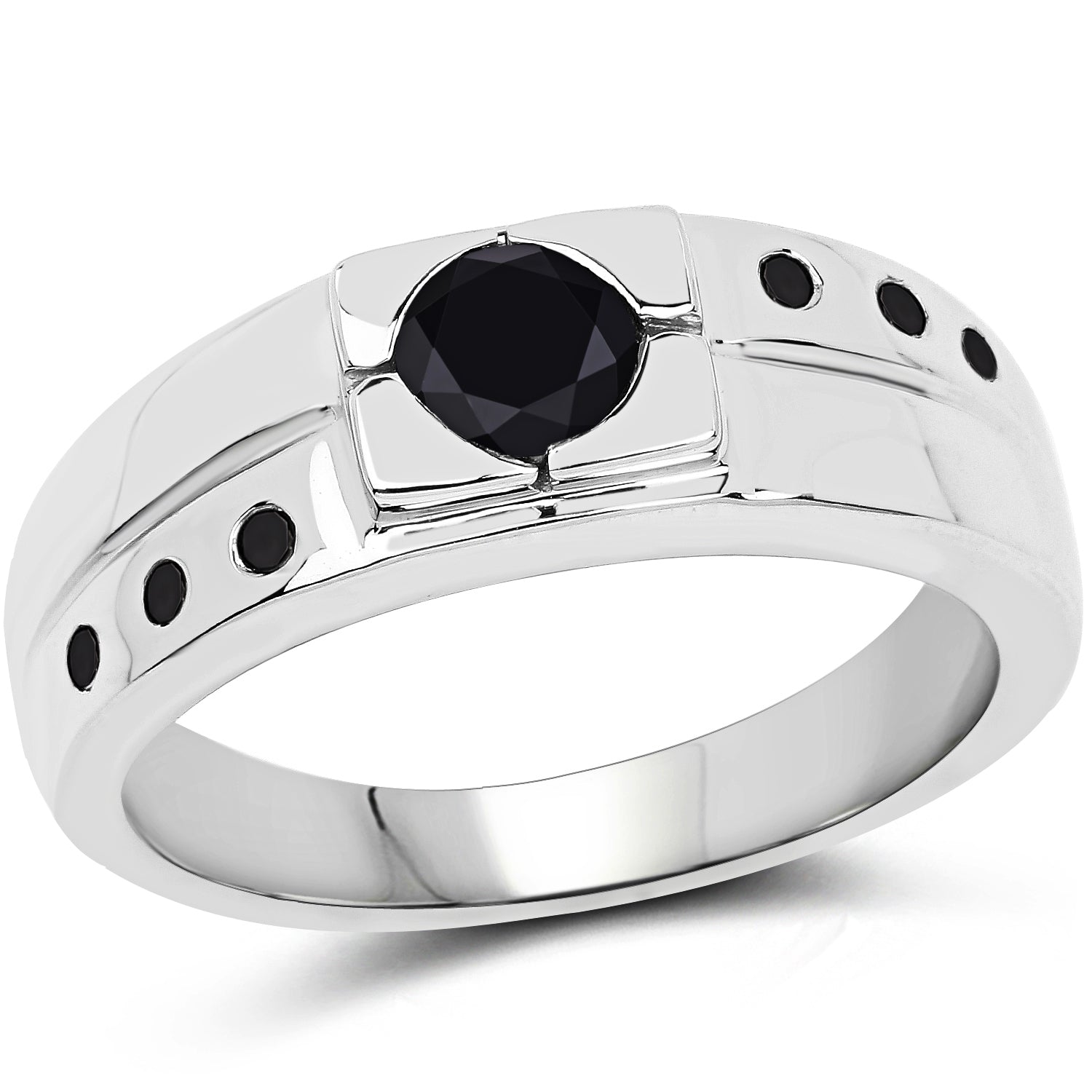 0.56 Carat Genuine Black Diamond .925 Sterling Silver Ring on sale at MyriadMart