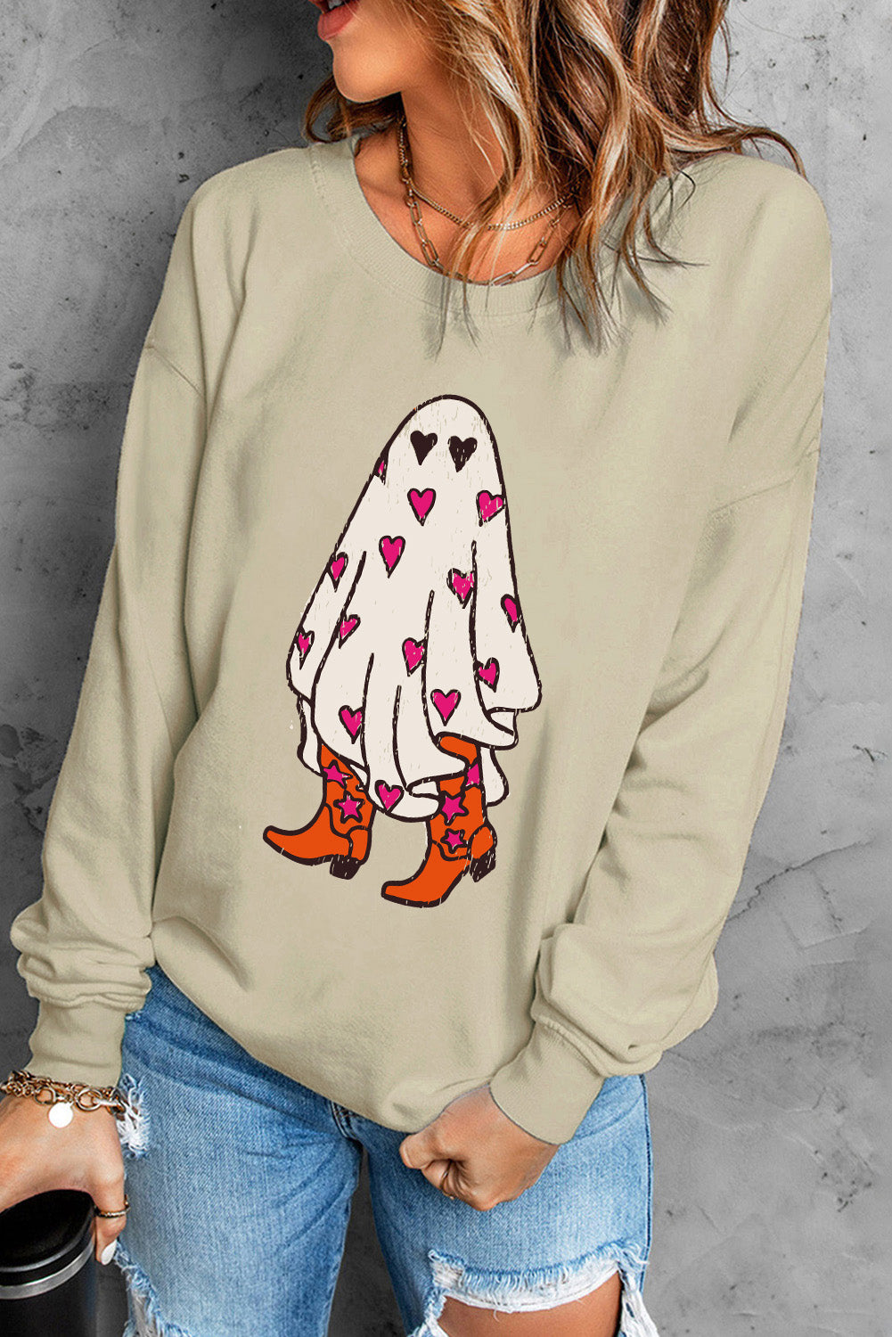 Ghost Graphic Dropped Shoulder Sweatshirt - MyriadMart