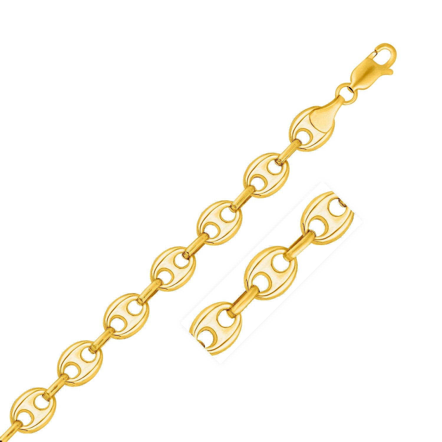 11.0mm 14k Yellow Gold Puffed Mariner Link Chain on sale at MyriadMart
