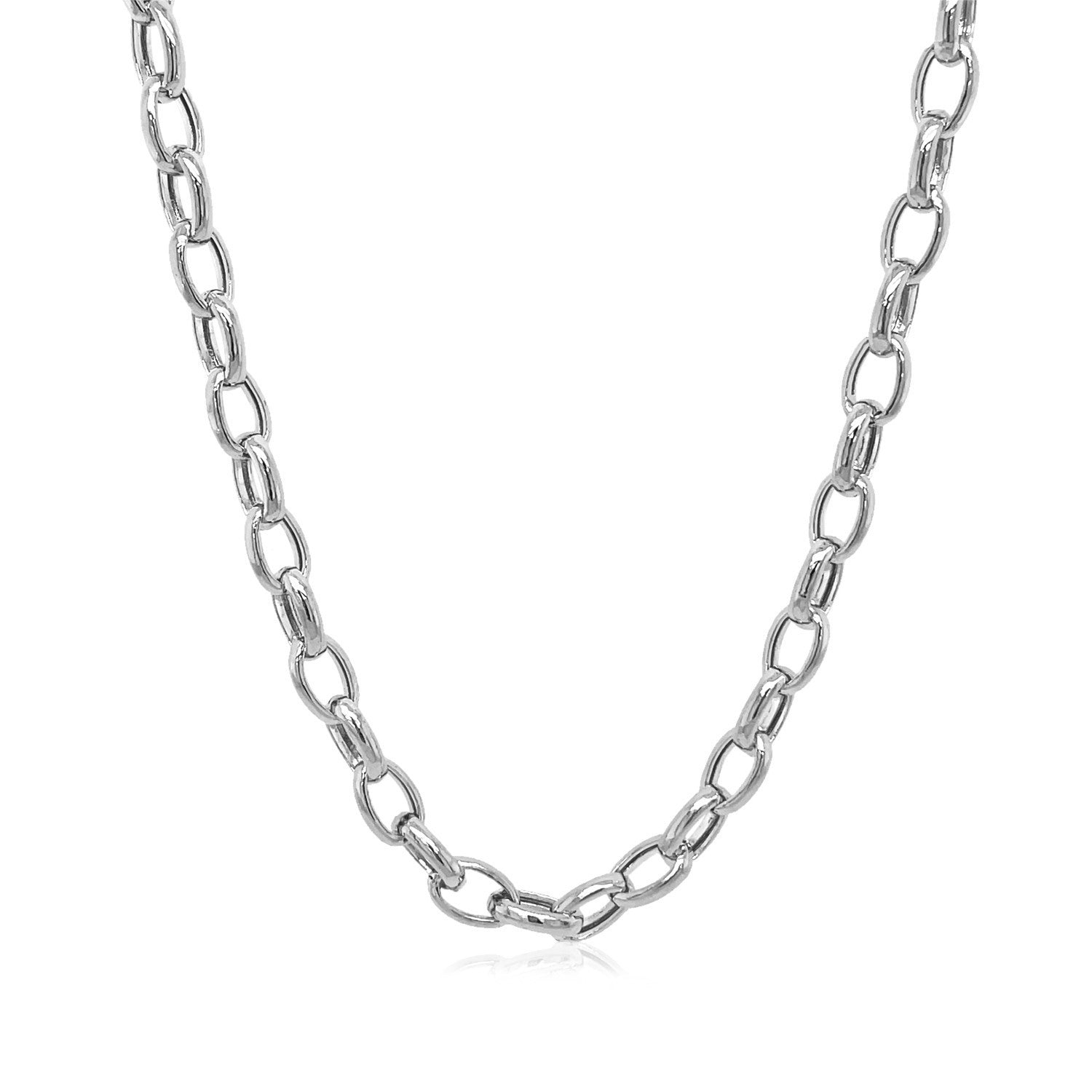 4.6mm 14k White Gold Oval Rolo Chain on sale at MyriadMart