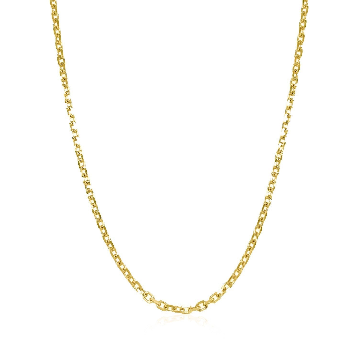 18k Yellow Gold Diamond Cut Cable Link Chain 1.90 mm on sale at MyriadMart