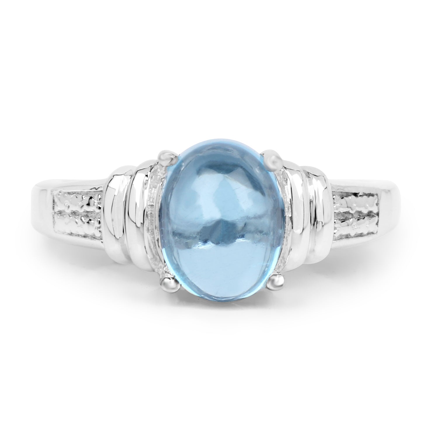 2.10 Carat Genuine Swiss Blue Topaz .925 Sterling Silver Ring on sale at MyriadMart