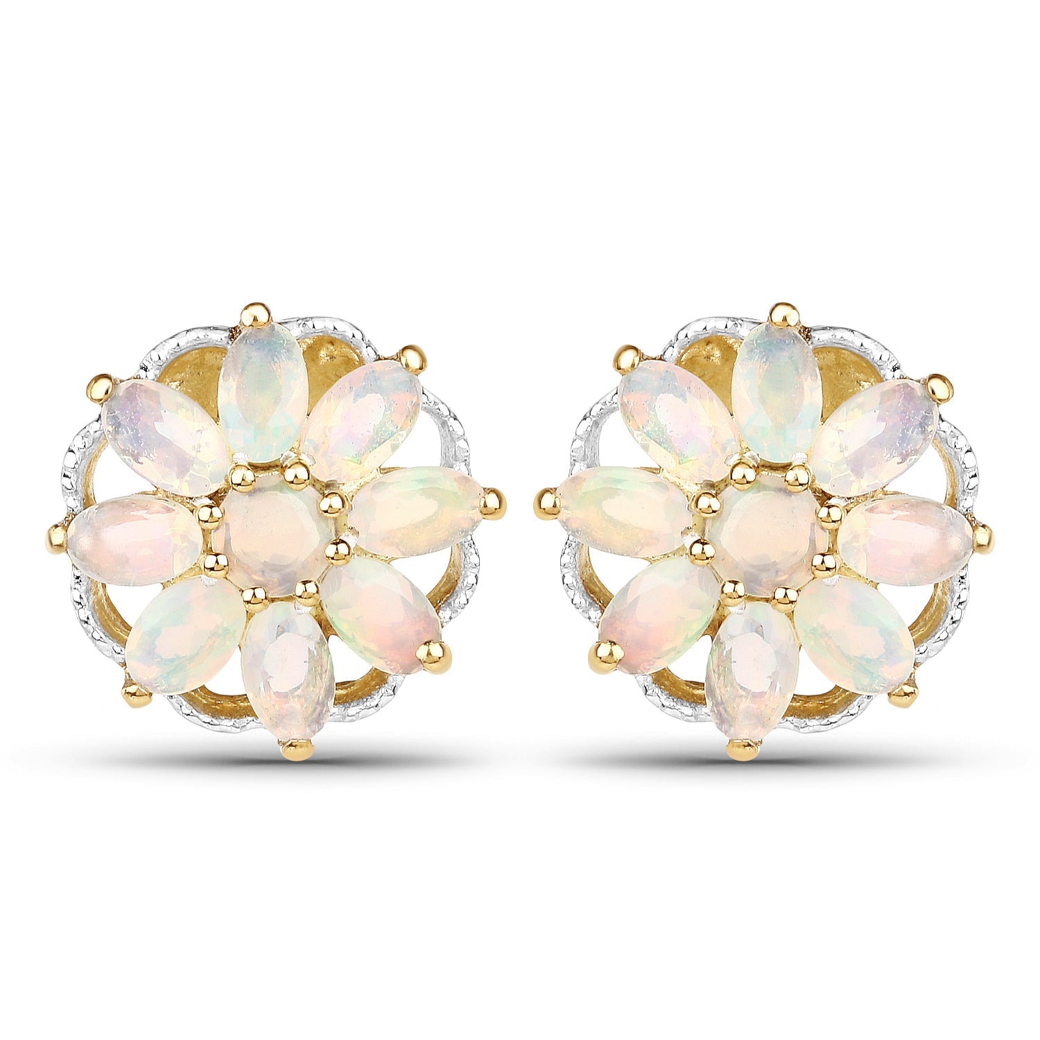 14K Yellow Gold Plated 2.70 Carat Genuine Ethiopian Opal .925 Sterling Silver Earrings on sale at MyriadMart