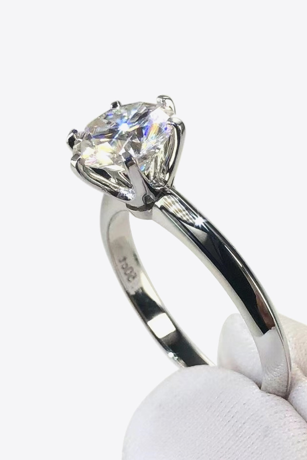 Adored 925 Sterling Silver 3 Carat Moissanite 6-Prong Ring