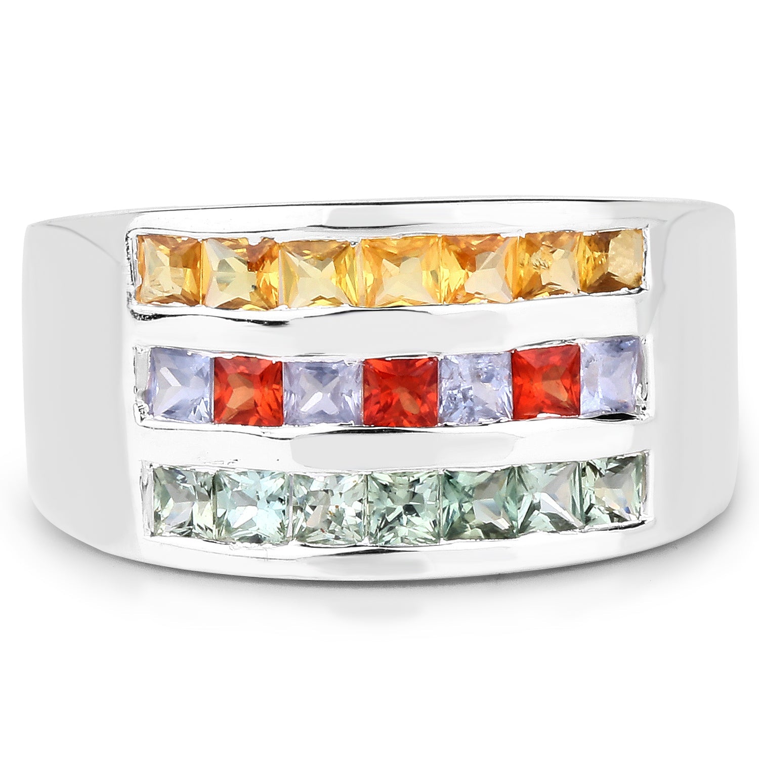 1.69 Carat Genuine Multi Sapphire .925 Sterling Silver Ring on sale at MyriadMart