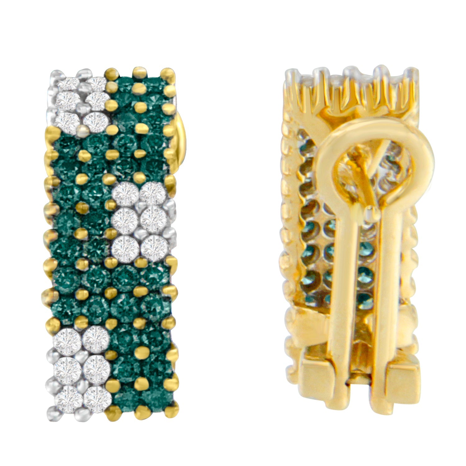 14K Yellow Gold 2 cttw White and Treated Blue Diamond Earrings H-I, SI1-SI2 on sale at MyriadMart