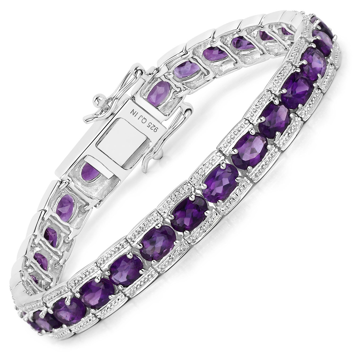 12.18 Carat Genuine Amethyst .925 Sterling Silver Bracelet on sale at MyriadMart