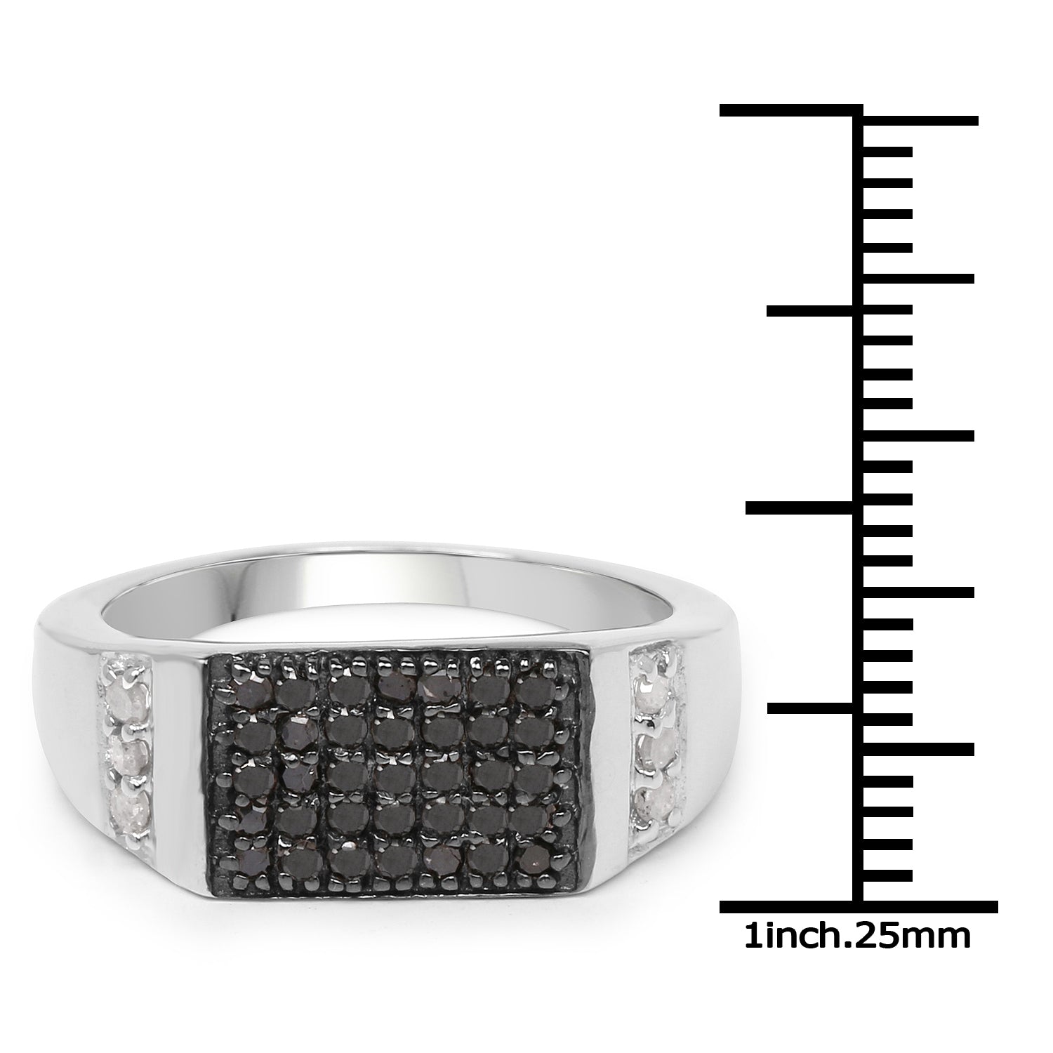 0.55 Carat Genuine Black Diamond and White Diamond .925 Sterling Silver Ring on sale at MyriadMart