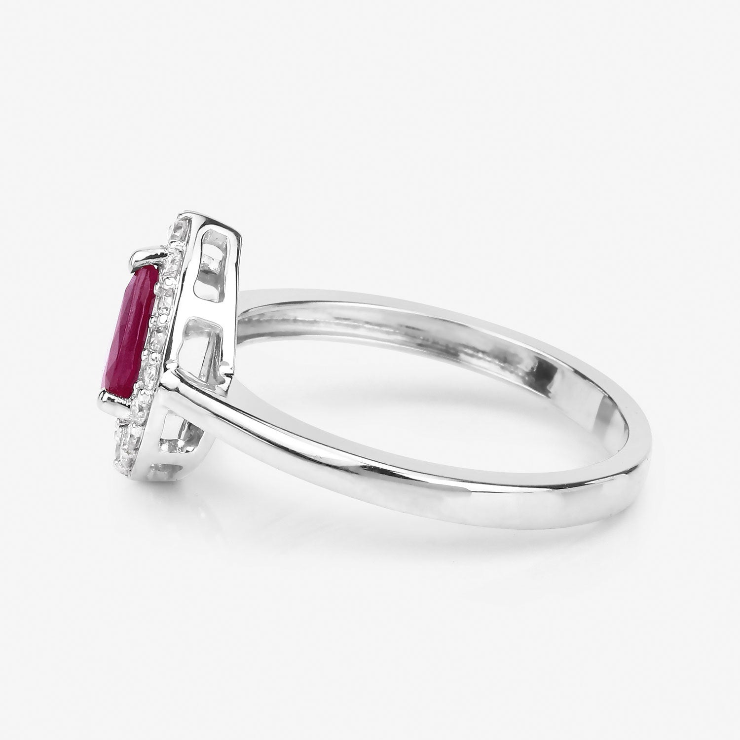 0.92 Carat Genuine Ruby and White Diamond 14K White Gold Ring on sale at MyriadMart