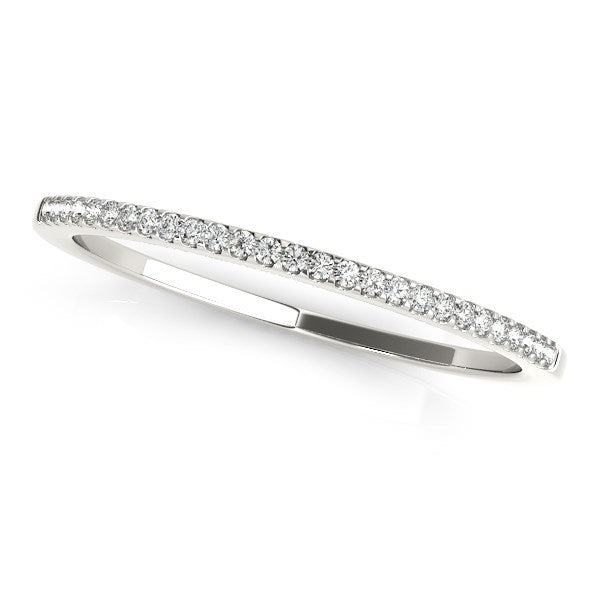 14k White Gold Slim Round Pave Set Wedding Band 1/10 cttw on sale at MyriadMart