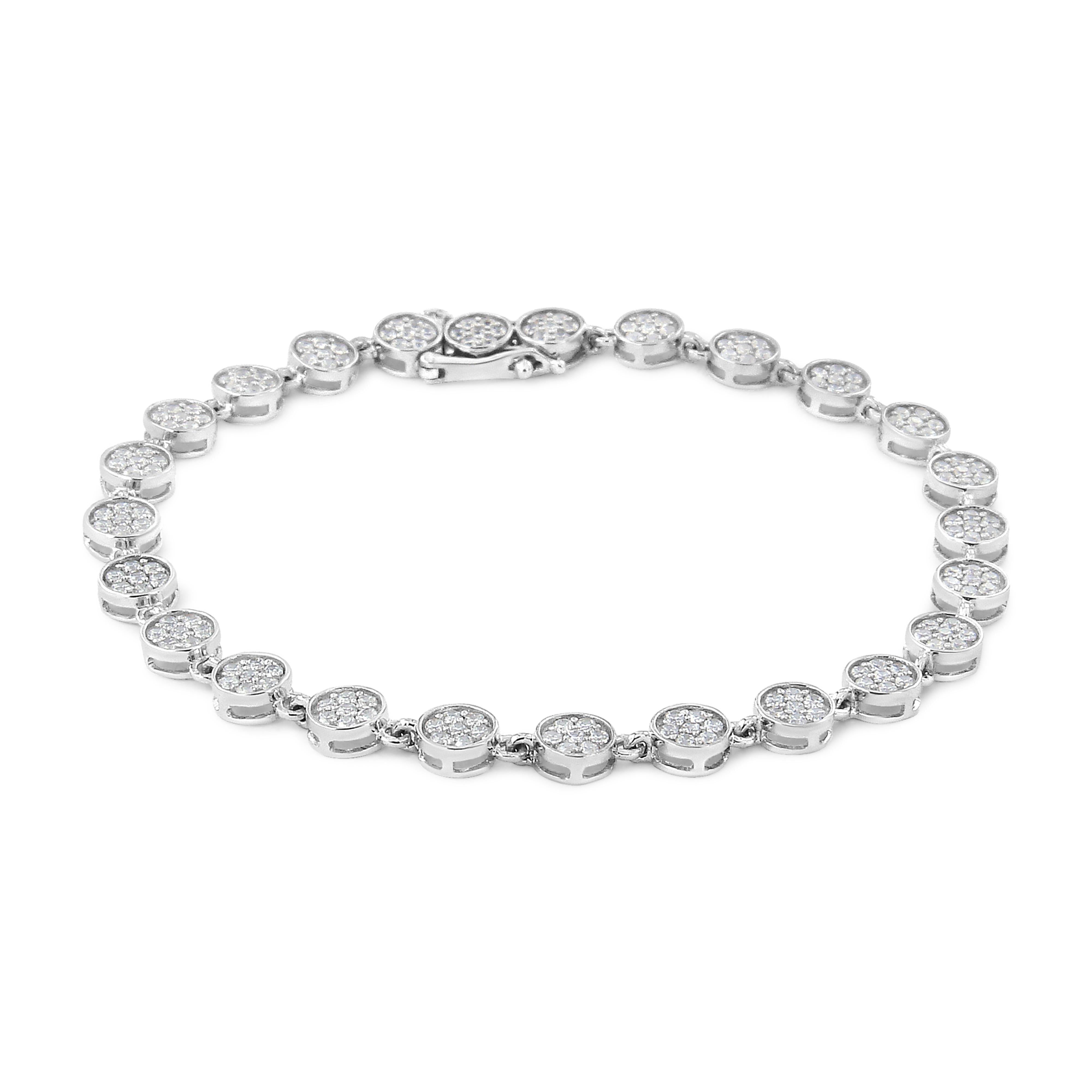 .925 Sterling Silver 2.0 Cttw Round Diamond Link Bracelet G-H Color, I1-I2 Clarity - 7.25" on sale at MyriadMart