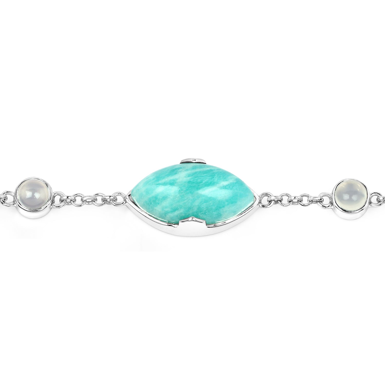 29.70 Carat Genuine Amazonite and White Agate .925 Sterling Silver Bracelet on sale at MyriadMart