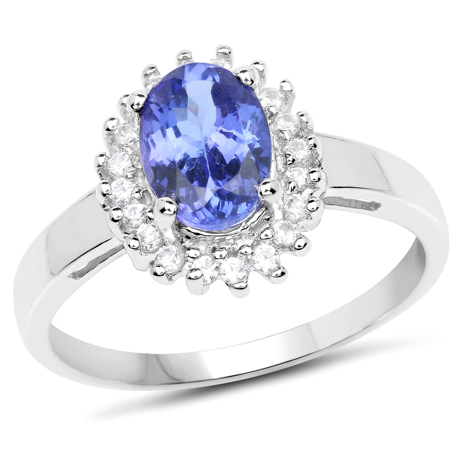 1.45 Carat Genuine Tanzanite and White Zircon .925 Sterling Silver Ring on sale at MyriadMart