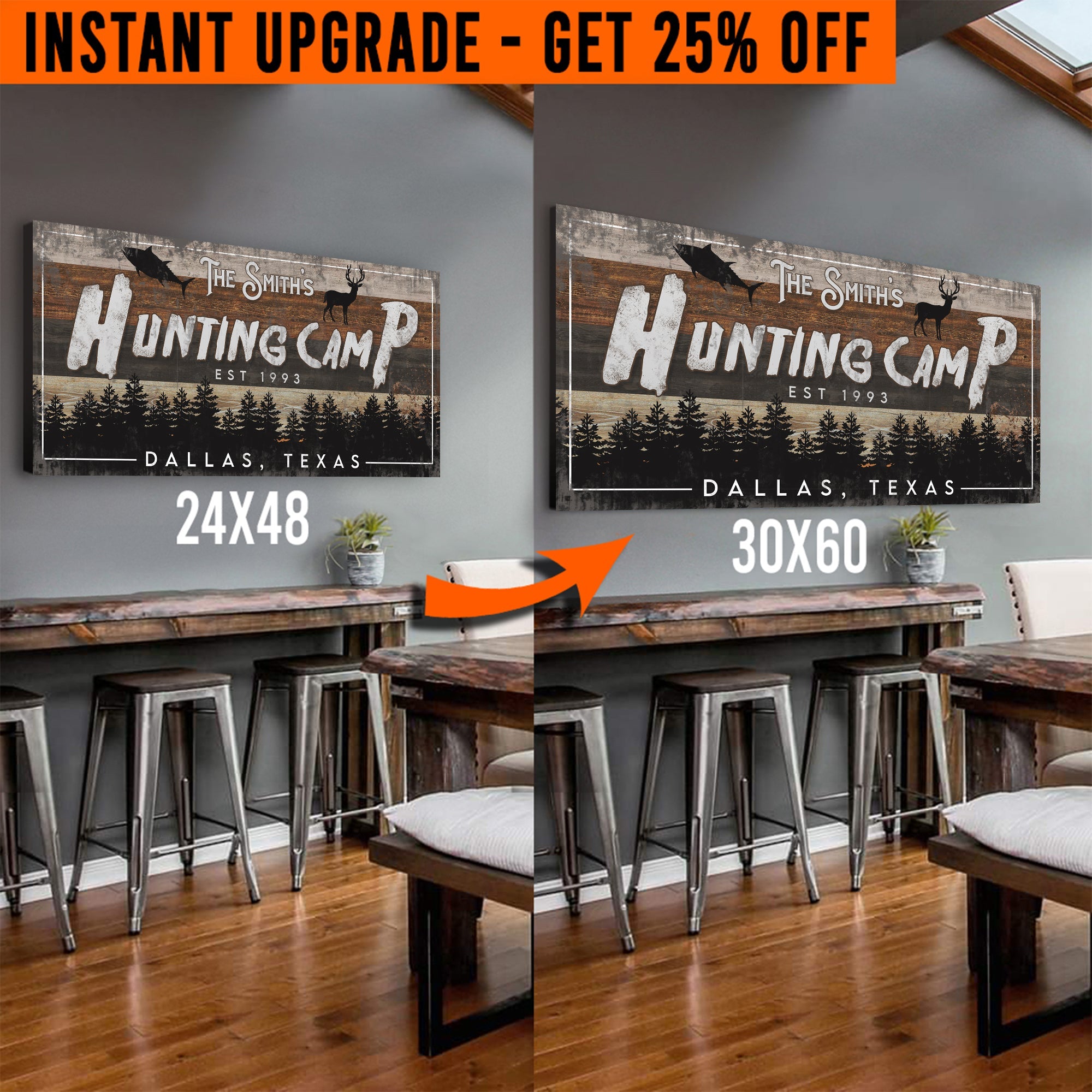 Upgrade Your 48x24 Inches 'Fishing And Hunting' Style 3 Canvas To 60x30 Inches on sale at MyriadMart