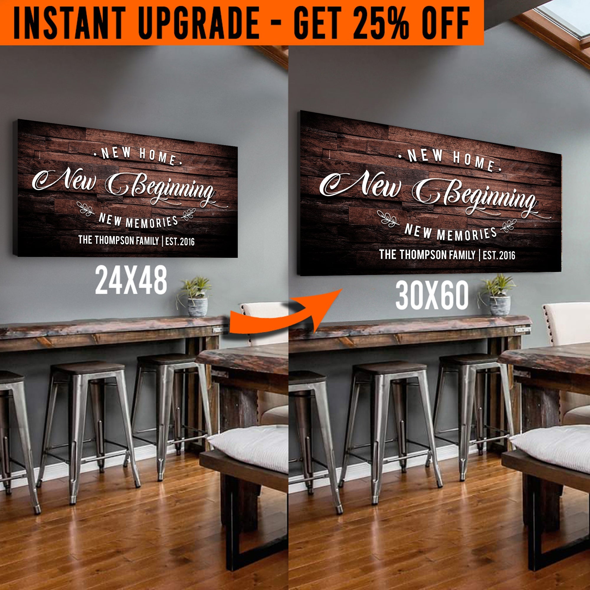 Upgrade Your 48x24 Inches 'New Home' Style 1 Canvas To 60x30 Inches on sale at MyriadMart