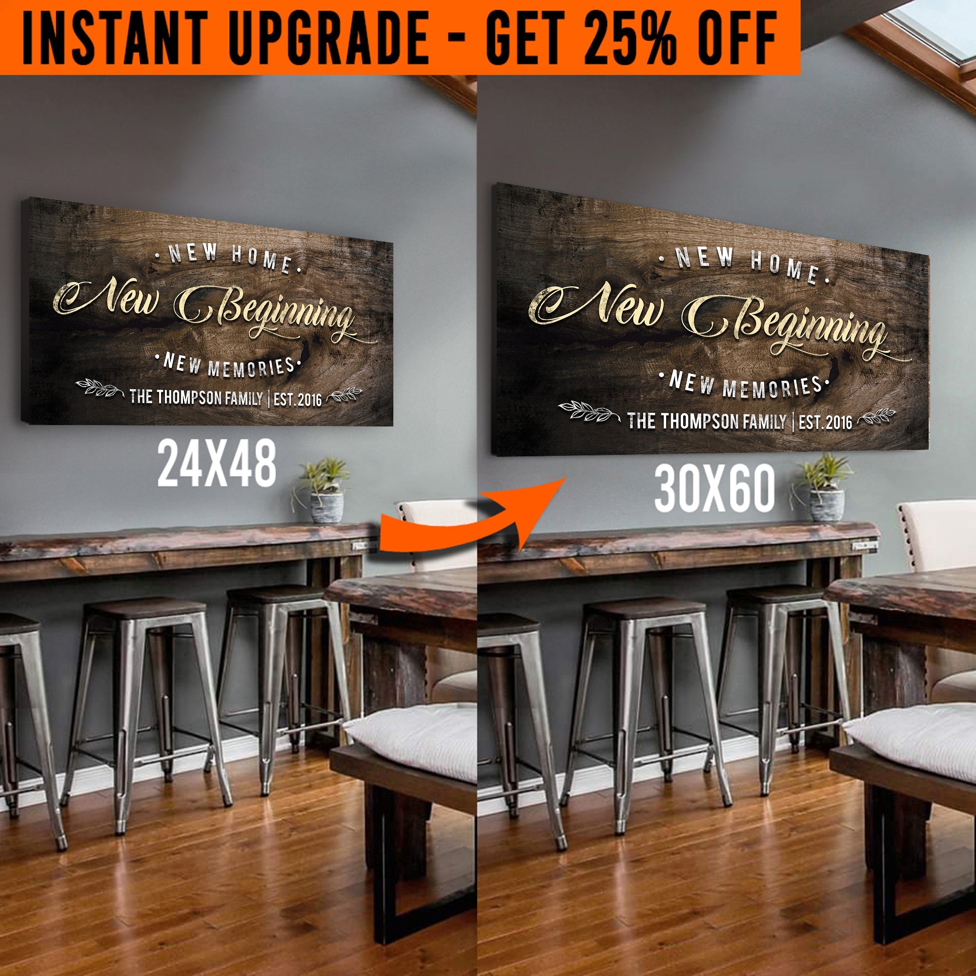 Upgrade Your 48x24 Inches 'New Home' Style 2 Canvas To 60x30 Inches on sale at MyriadMart