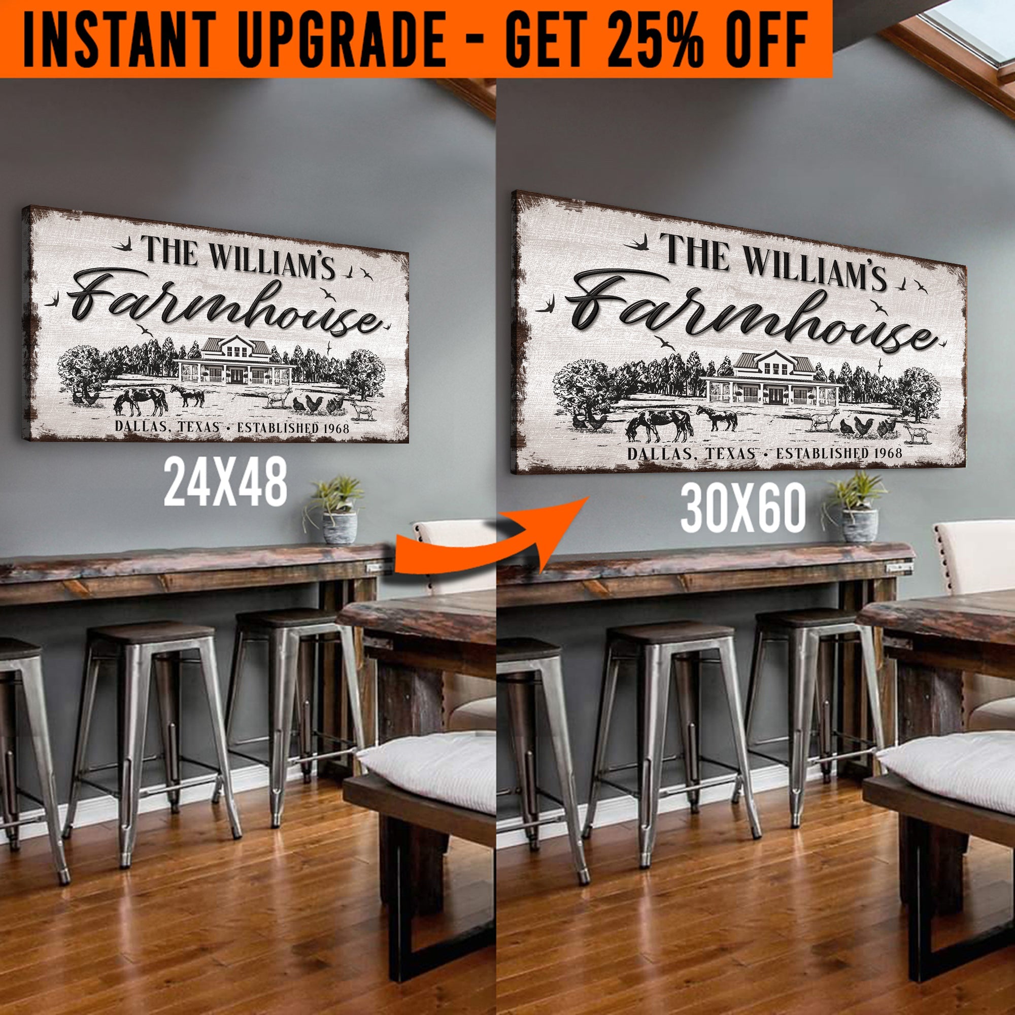 Upgrade Your 48x24 Inches 'Custom Farmhouse' Canvas To 60x30 Inches on sale at MyriadMart