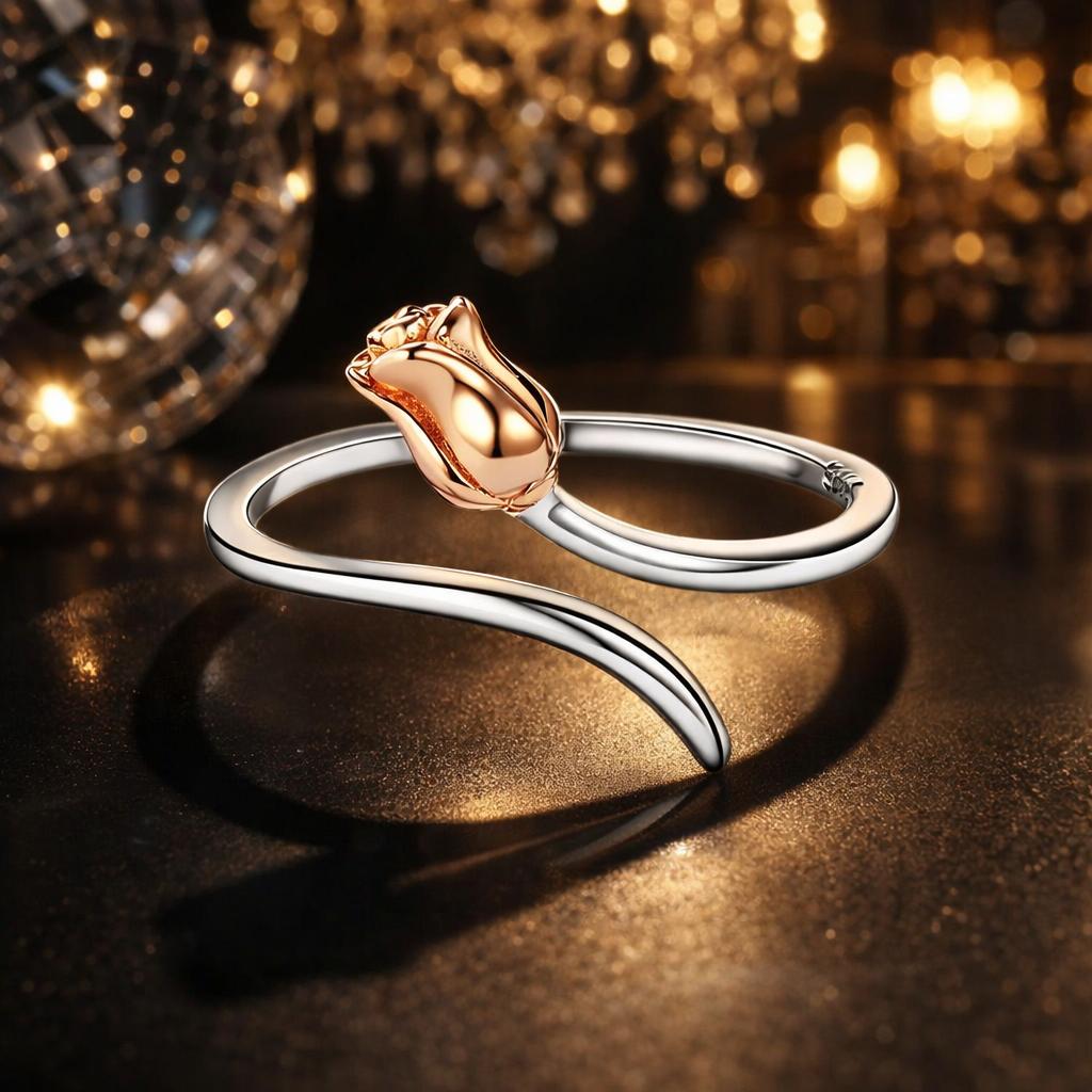 925 Sterling Silver Ring with Rose Gold and Platinum Plating, 0.4*0.6cm for Women on sale at MyriadMart