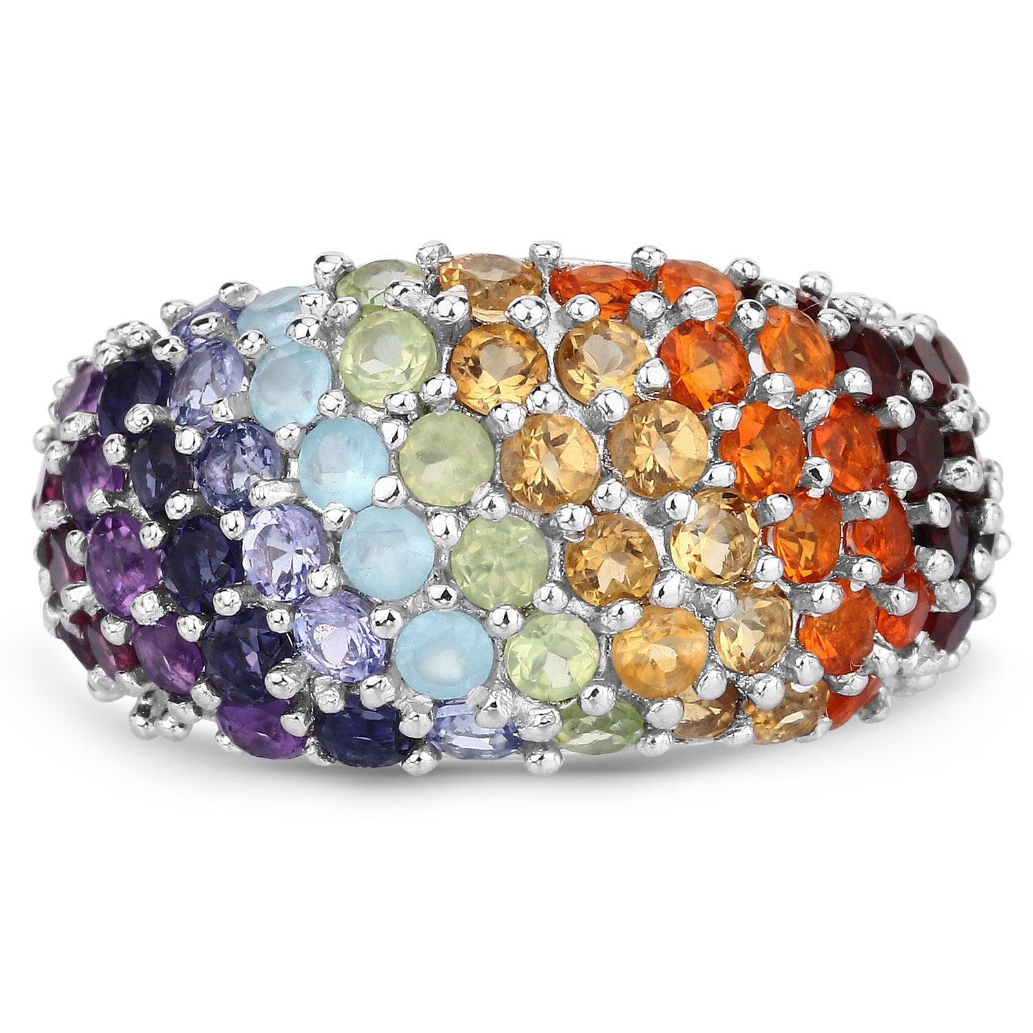 4.16 Carat Genuine Multi Stones .925 Sterling Silver Ring on sale at MyriadMart