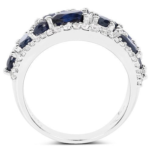 3.61 Carat Genuine Blue Sapphire and White Zircon .925 Sterling Silver Ring on sale at MyriadMart