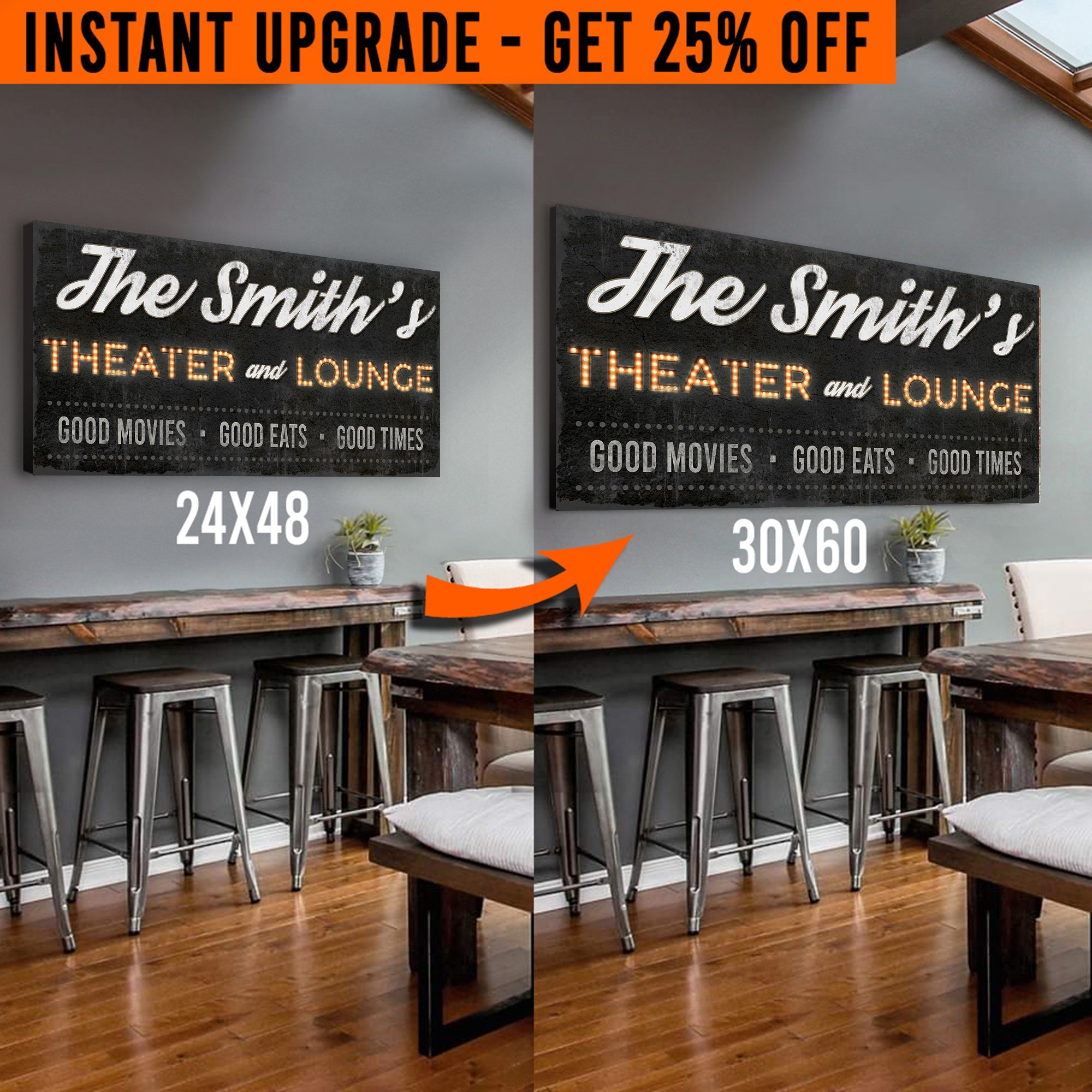 Upgrade Your 48x24 Inches 'Theater and Lounge' Style 1 Canvas To 60x30 Inches on sale at MyriadMart