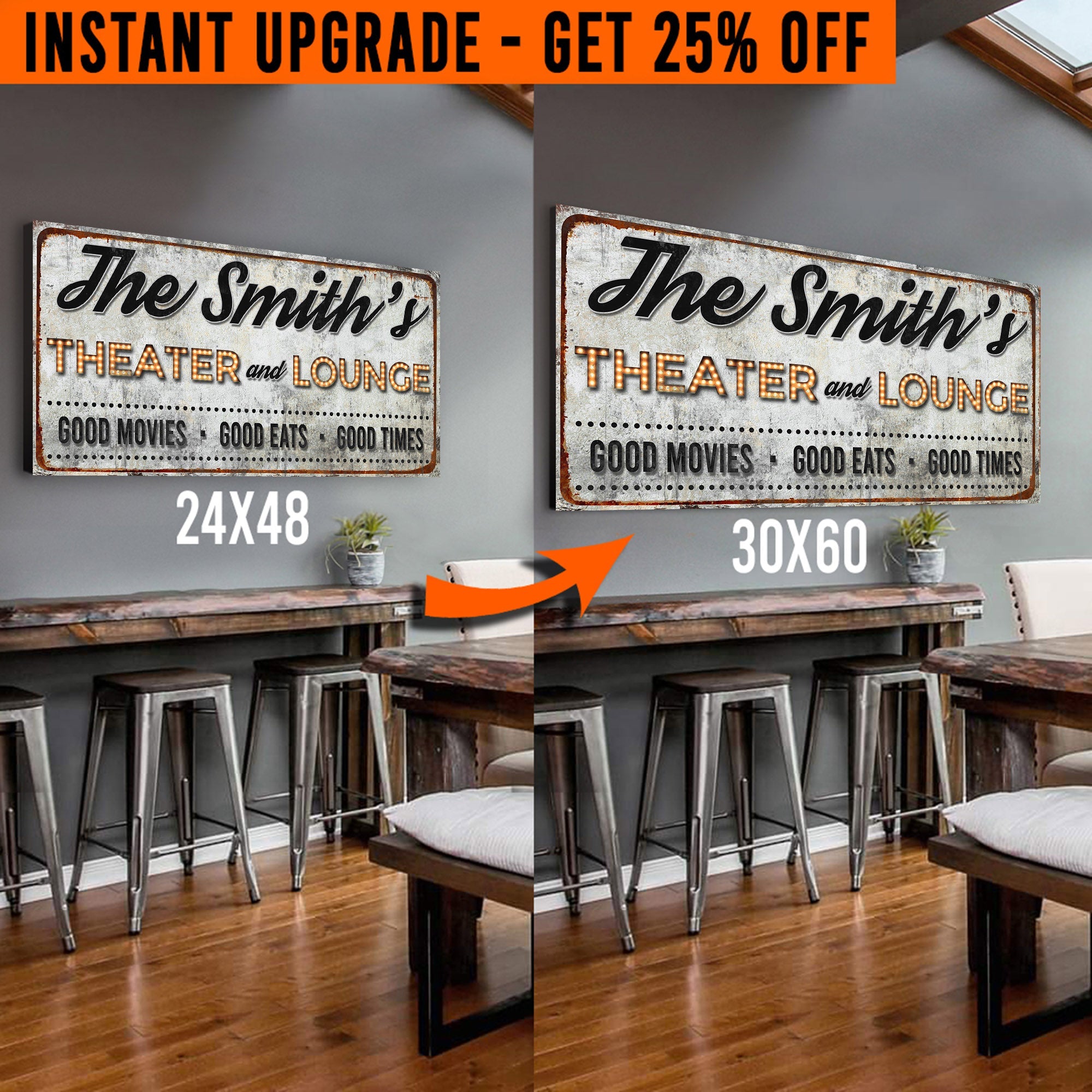 Upgrade Your 48x24 Inches 'Theater and Lounge' Style 2 Canvas To 60x30 Inches on sale at MyriadMart