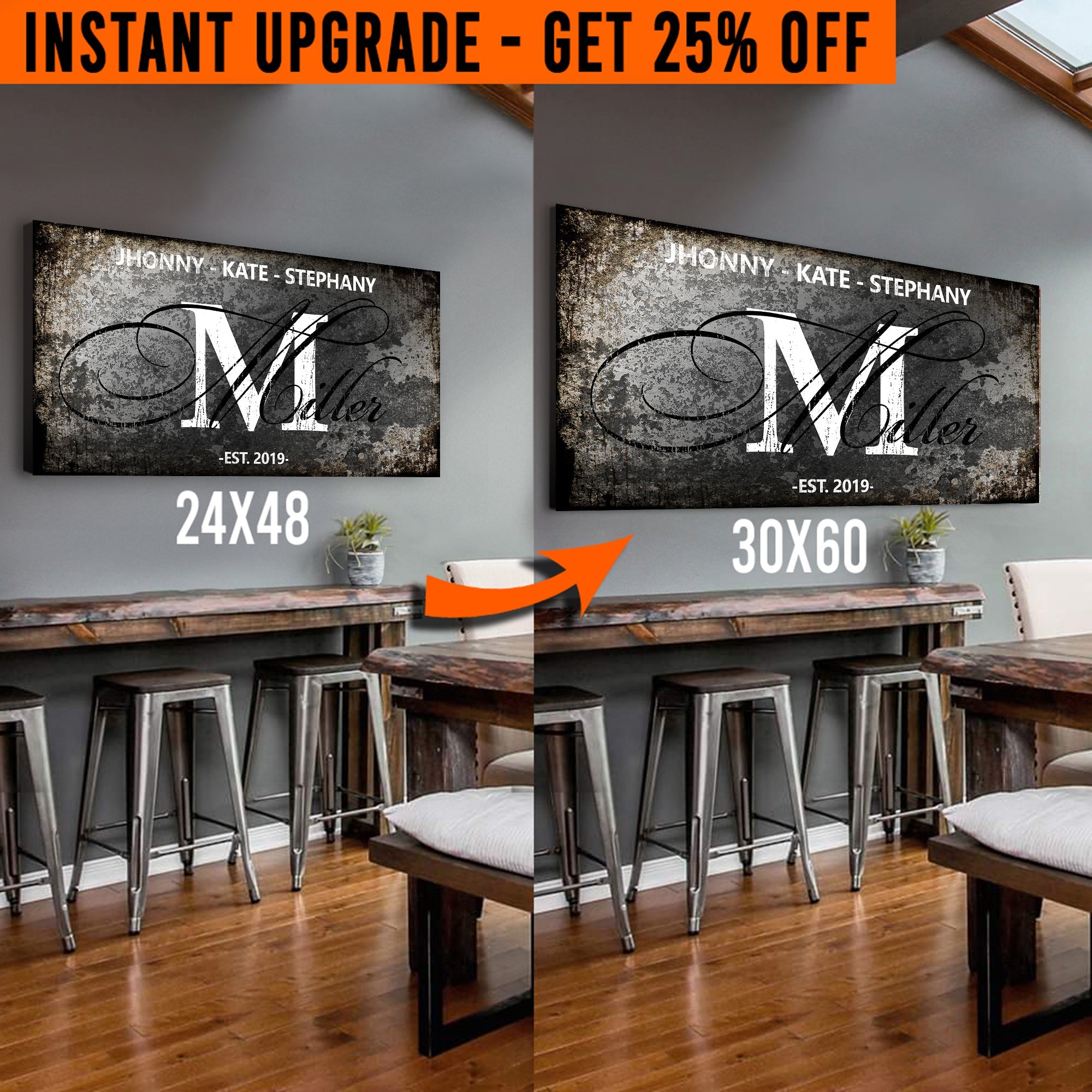 Upgrade Your 48x24 Inches 'Family' Style 2 Canvas To 60x30 Inches on sale at MyriadMart