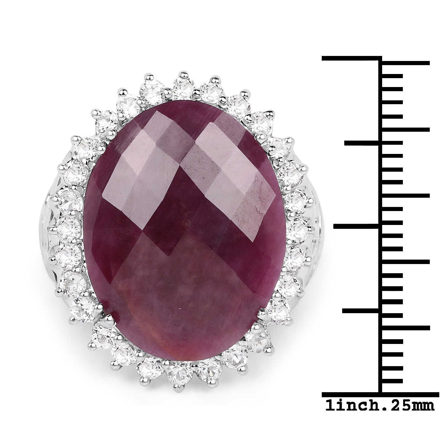 19.12 Carat Genuine Ruby and White Topaz .925 Sterling Silver Ring on sale at MyriadMart