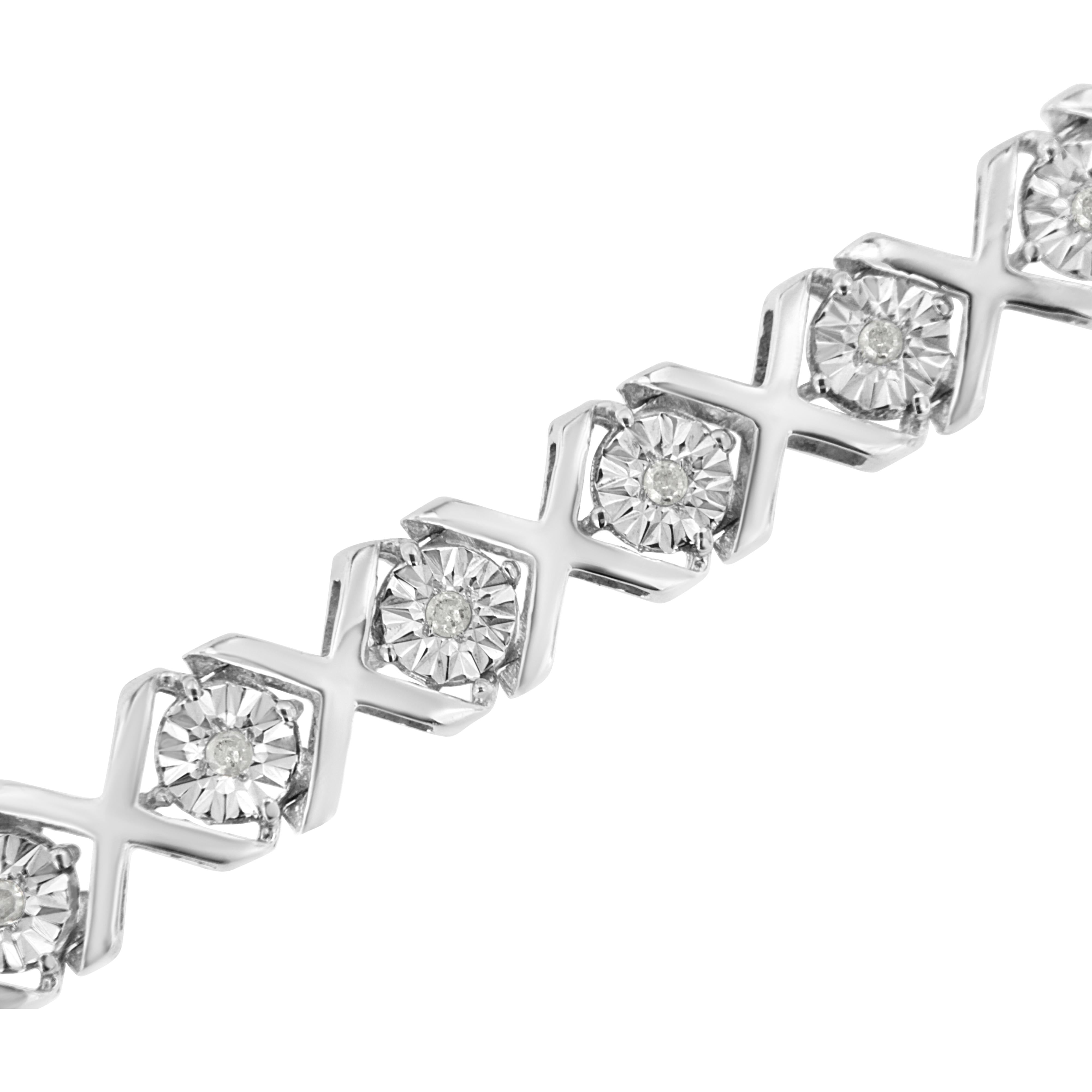 .925 Sterling Silver 1/4 Cttw Miracle Set Diamond "X" Link Bracelet I-J Color, I3 Clarity - 7.25" on sale at MyriadMart