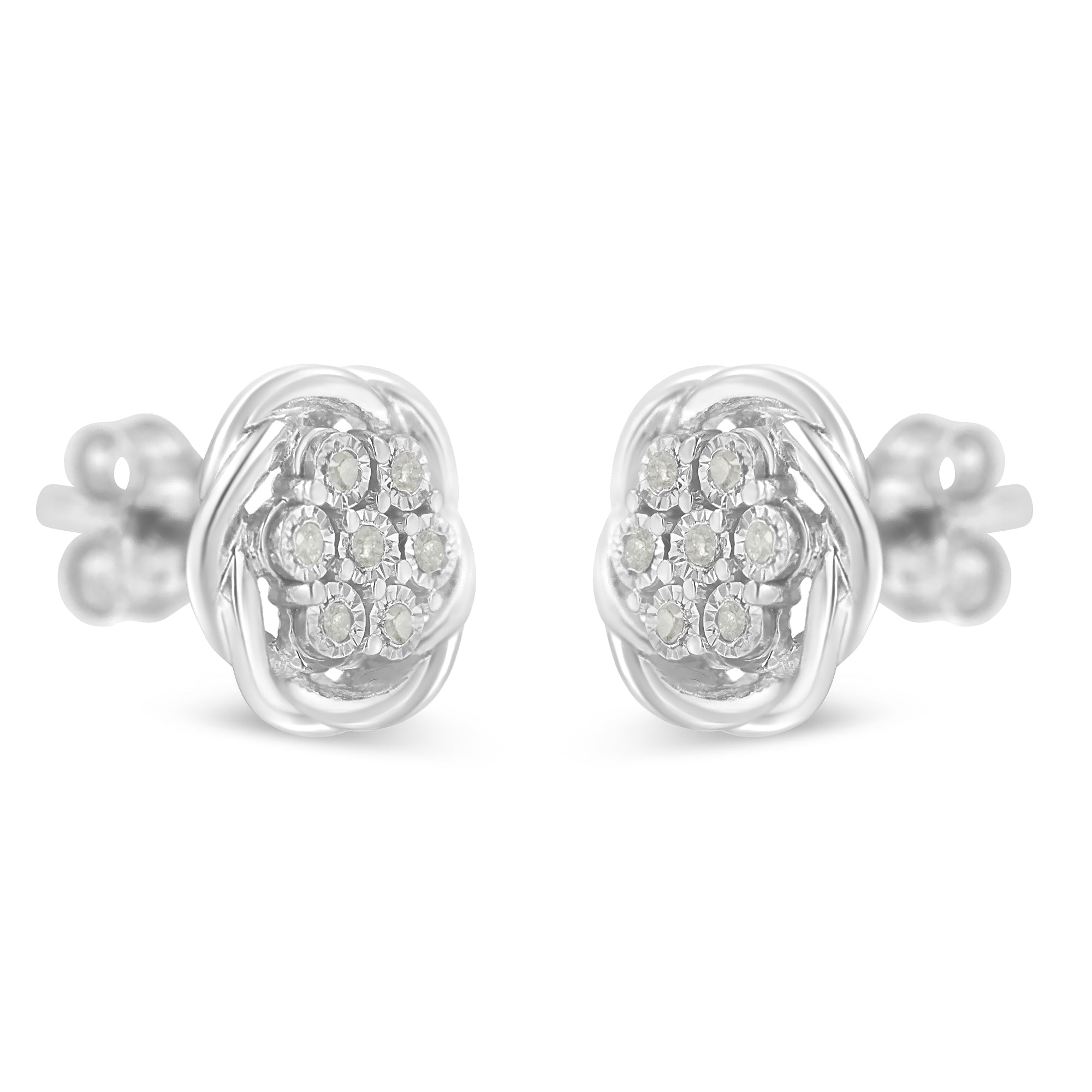 Sterling Silver Diamond Swirl Cluster Stud Earrings 1/6 cttw, I-J Color, I2-I3 Clarity on sale at MyriadMart