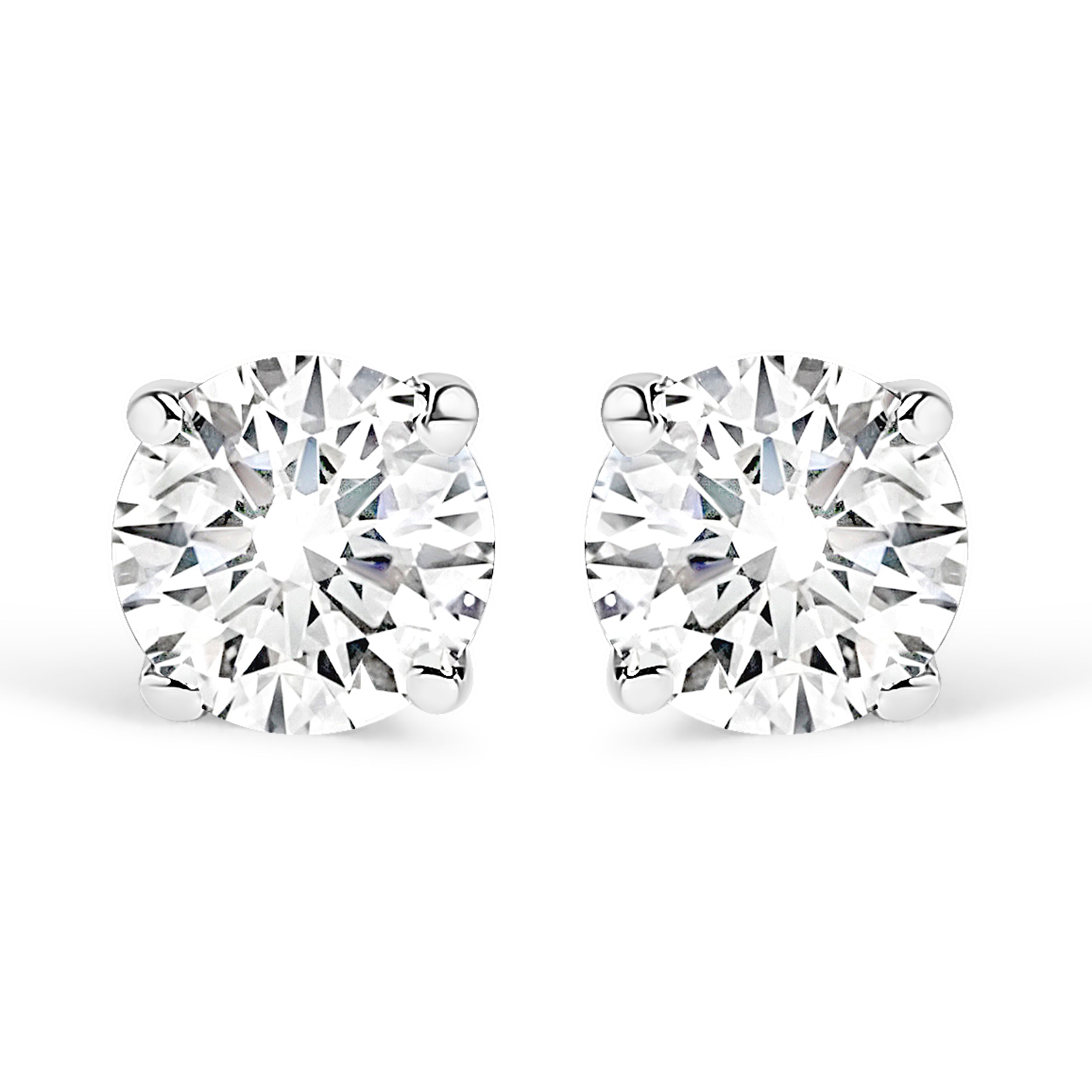 14K White Gold 1.00 Cttw Round Brilliant-Cut Near Colorless Diamond Classic 4-Prong Stud Earrings H-I Color, I1-I2 Clarity on sale at MyriadMart