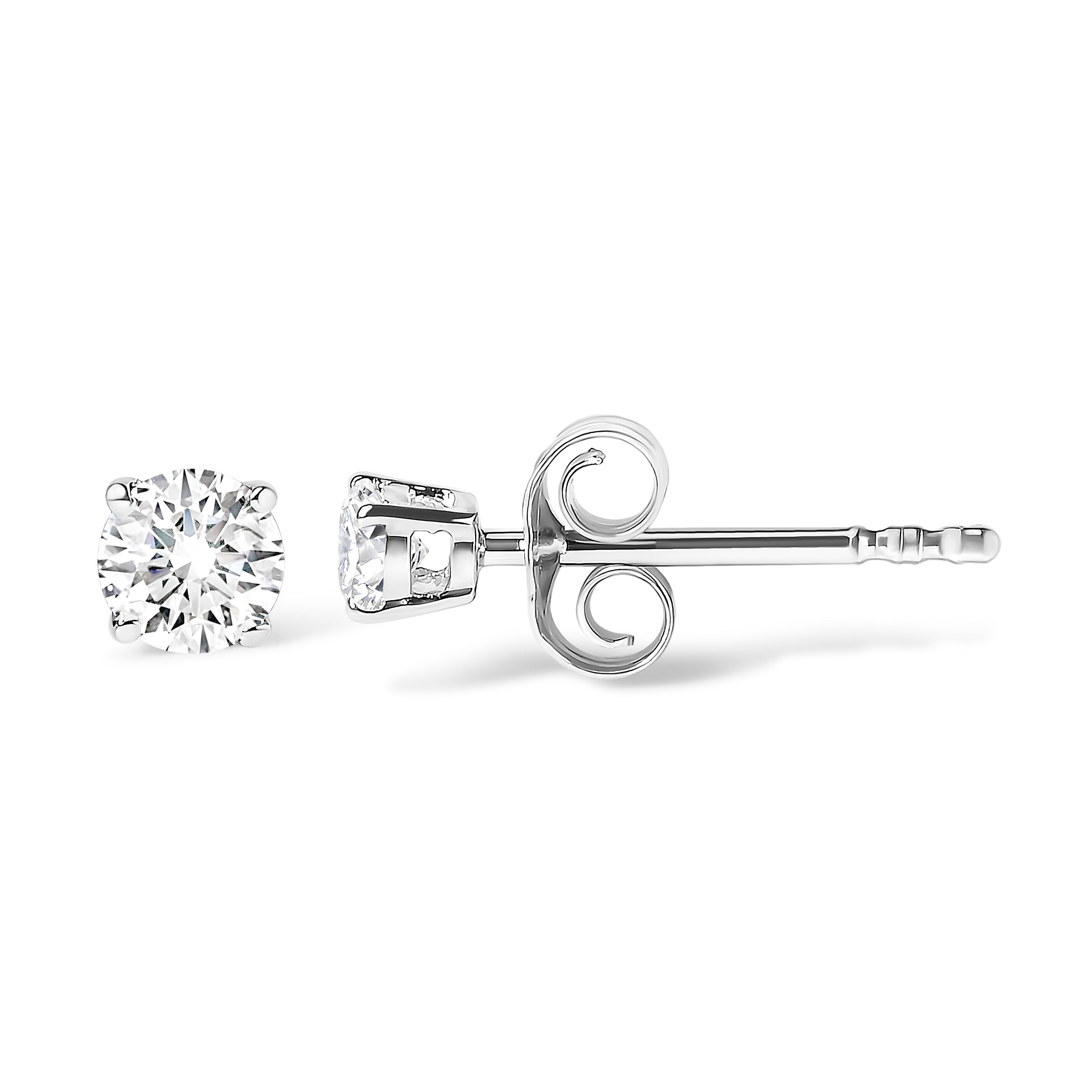 14K White Gold 1.00 Cttw Round Brilliant-Cut Near Colorless Diamond Classic 4-Prong Stud Earrings H-I Color, I1-I2 Clarity on sale at MyriadMart