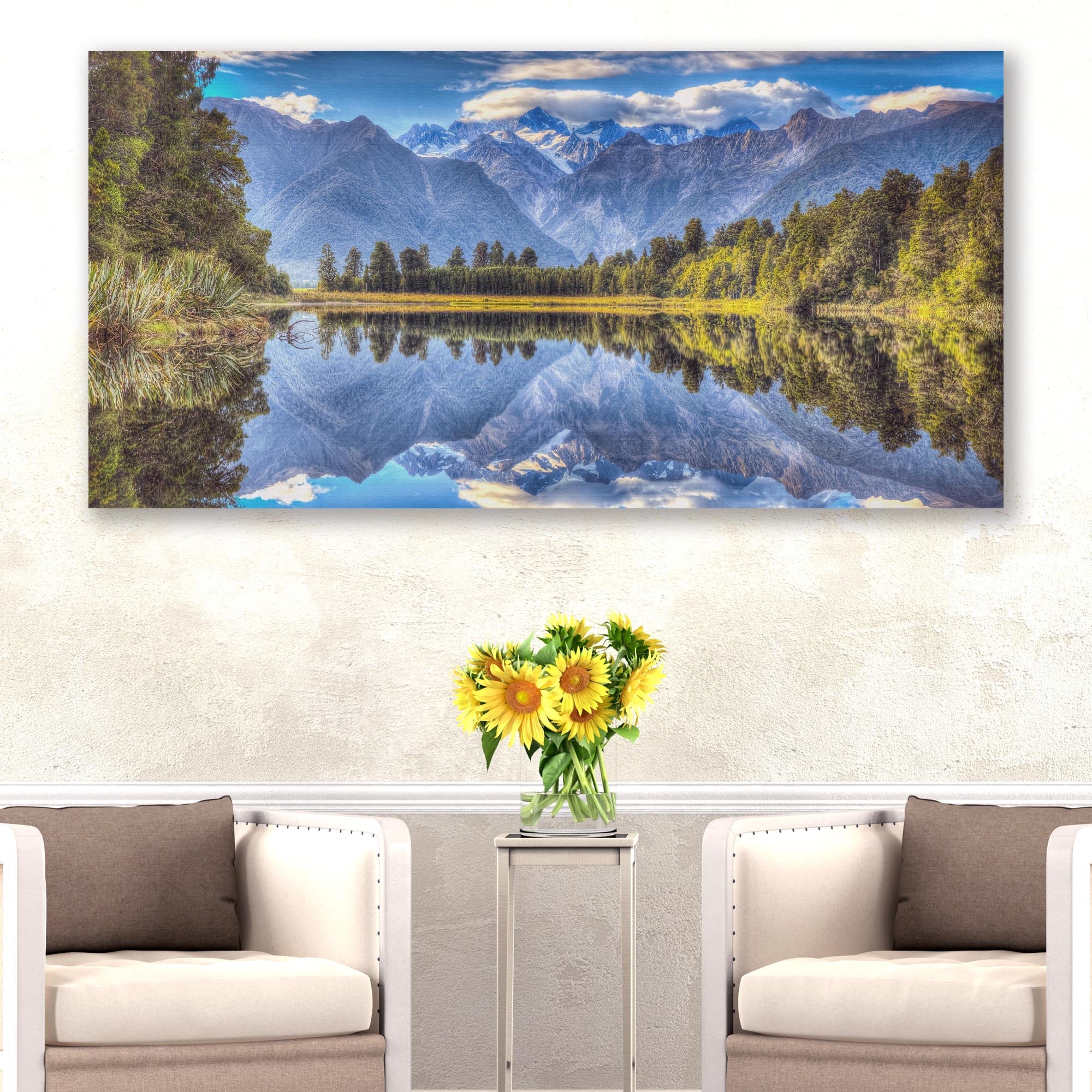 "Mirror Lake", Lake Matheson Canvas Wall Art on sale at MyriadMart