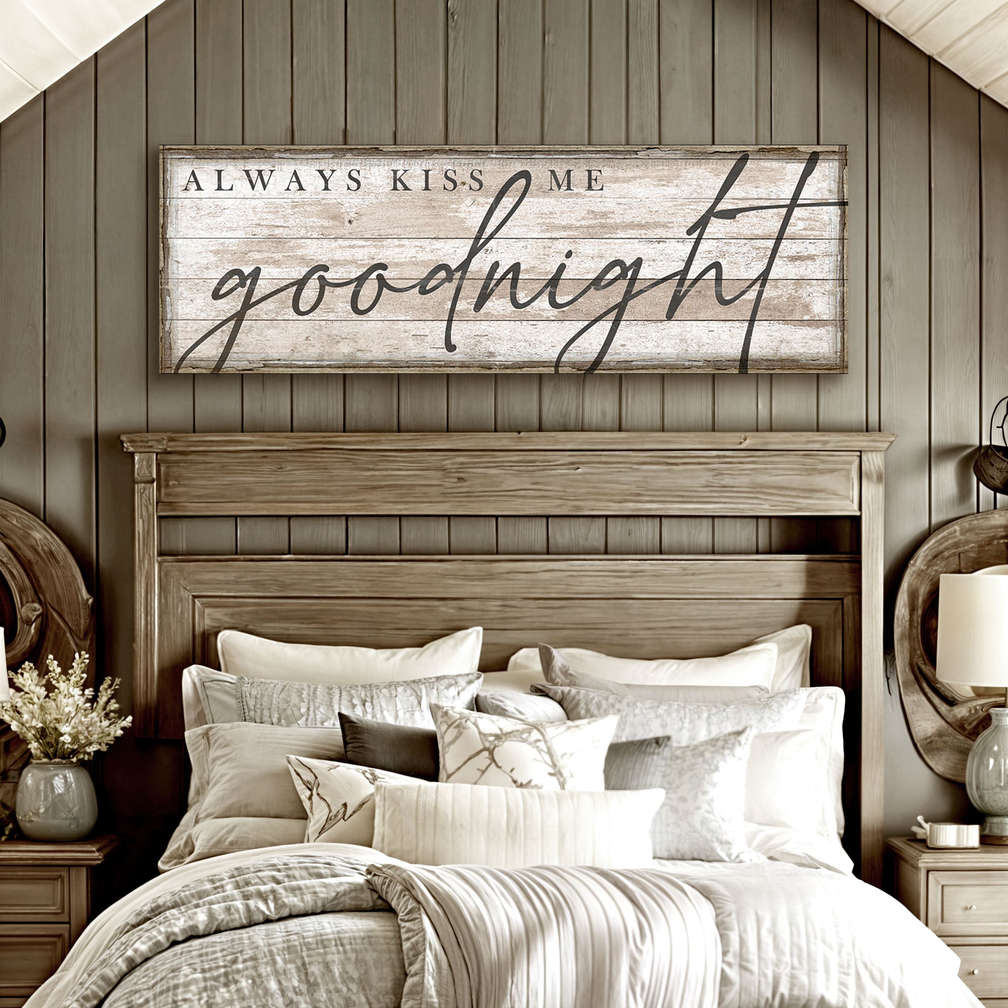 Always Kiss Me Goodnight Bedroom Sign II on sale at MyriadMart