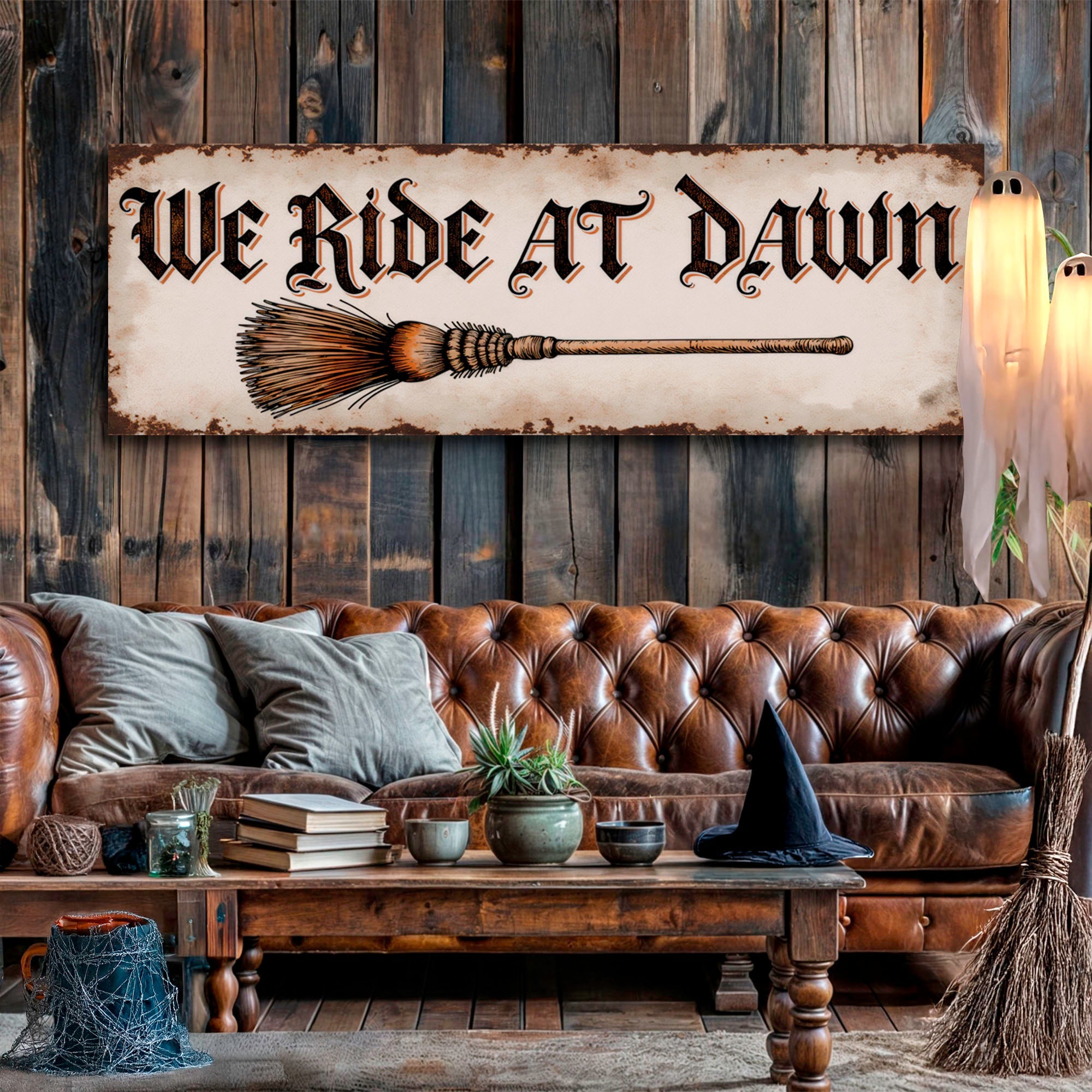 We Ride At Dawn Halloween Wall Sign on sale at MyriadMart