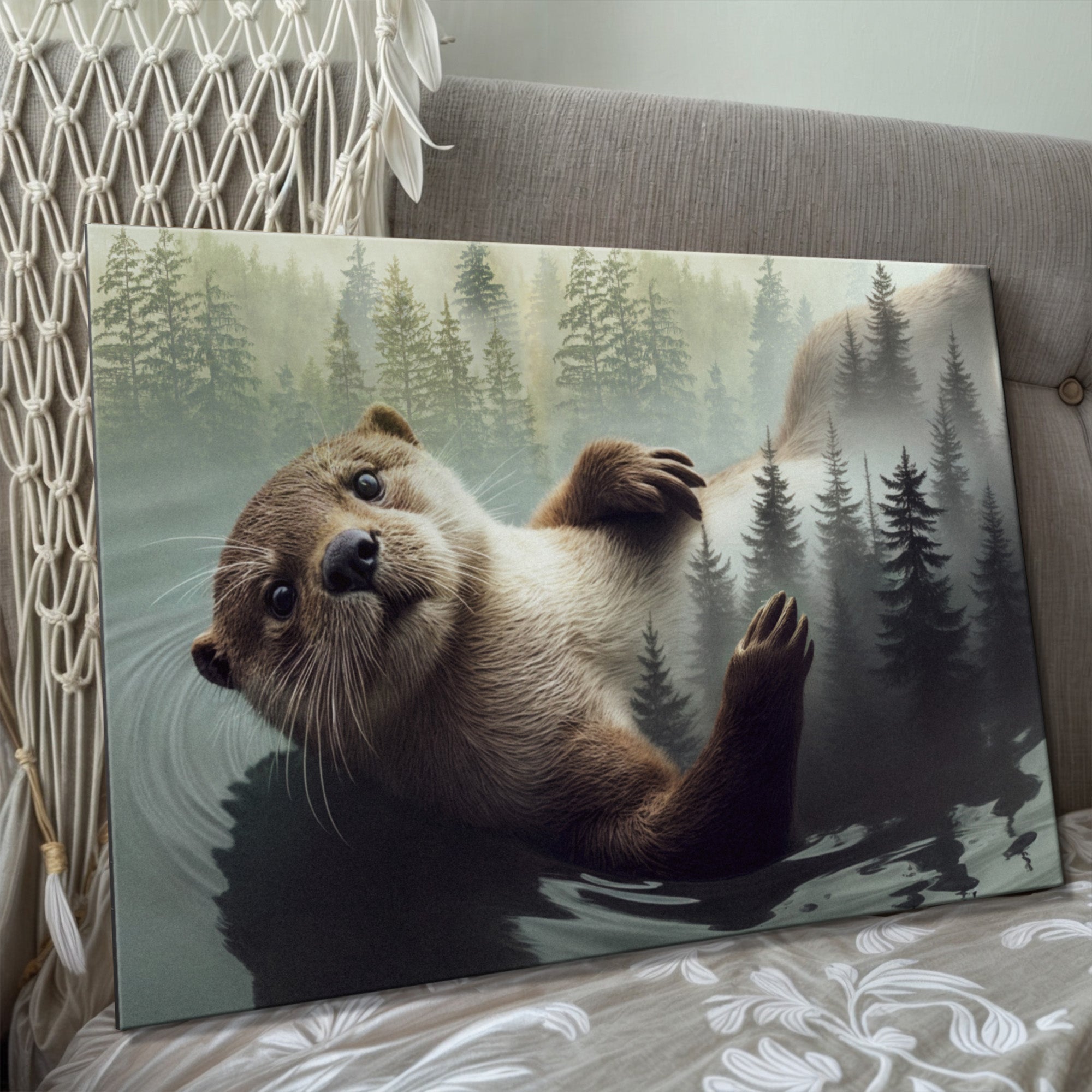 Otter Double Exposure Wall Art on sale at MyriadMart