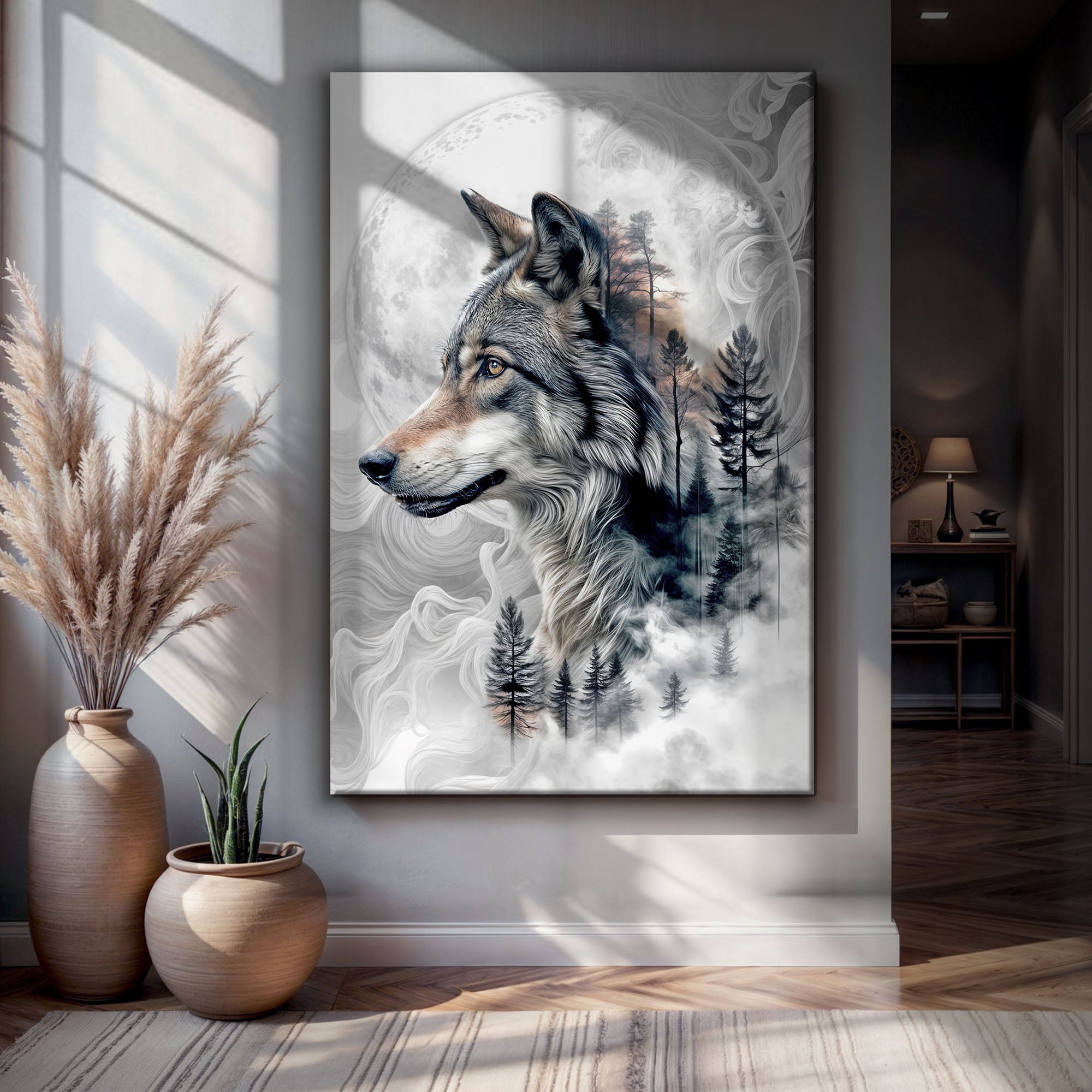 Wolf Double Exposure Wall Art on sale at MyriadMart
